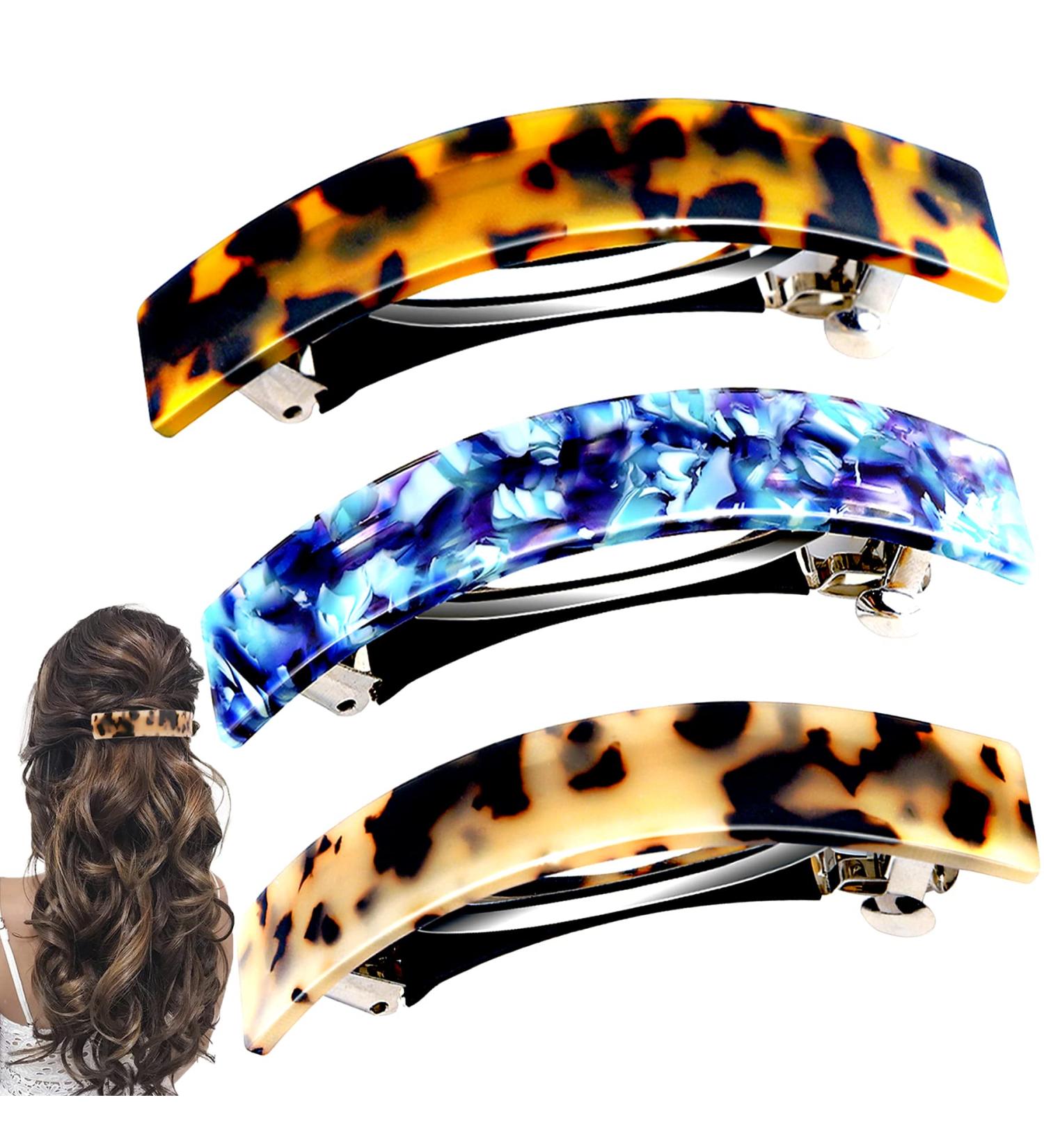 3 Pack Large French Barrettes for Thick Hair - Tortoise Hair Accessories for Women - Buy Online on GoSupps.com