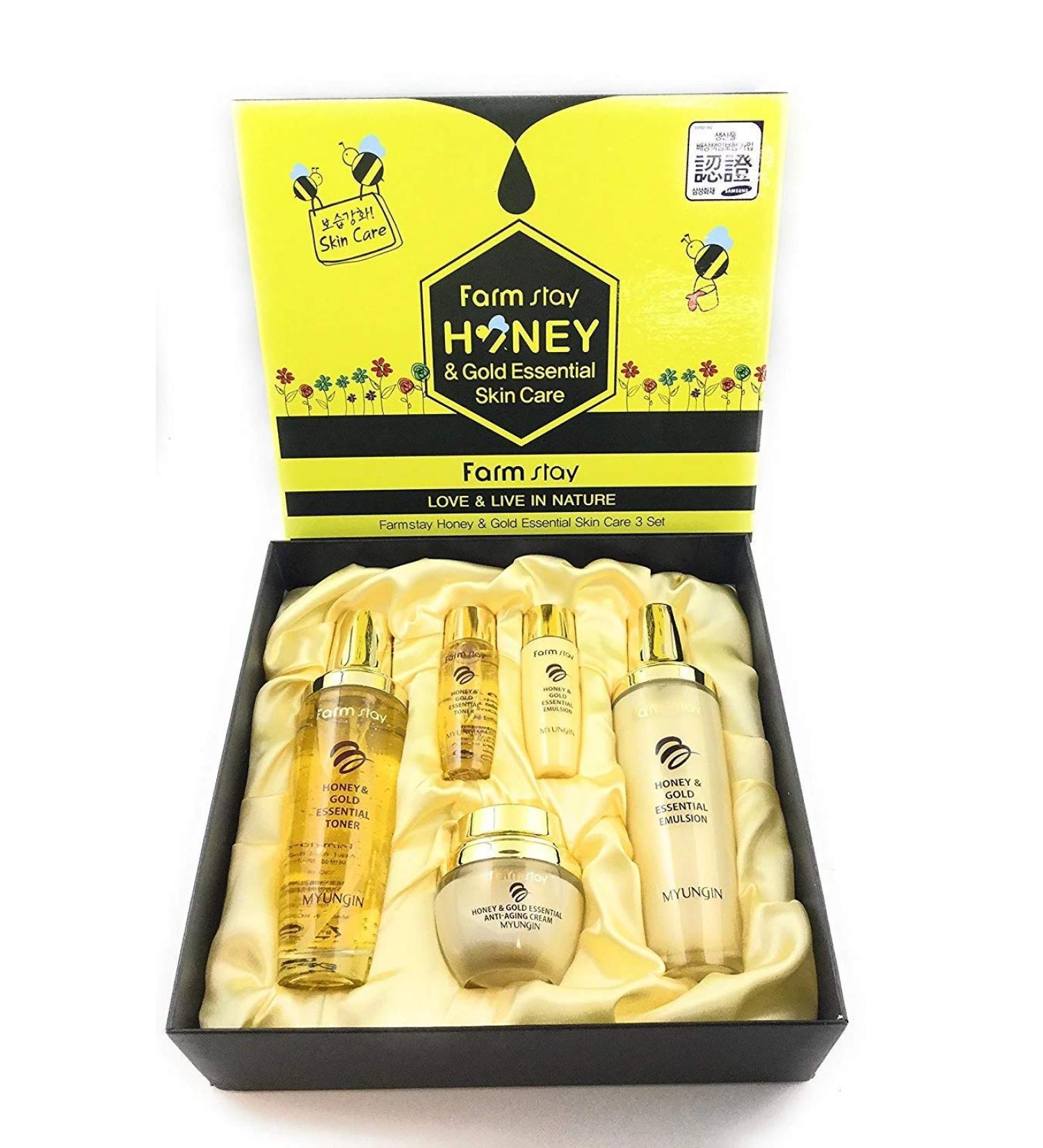Farm Stay Honey & Gold Essential Skin Care Gift Set | 3-Piece Luxury Collection for Glowing Skin - International Shipping Available - Buy Online on GoSupps.com