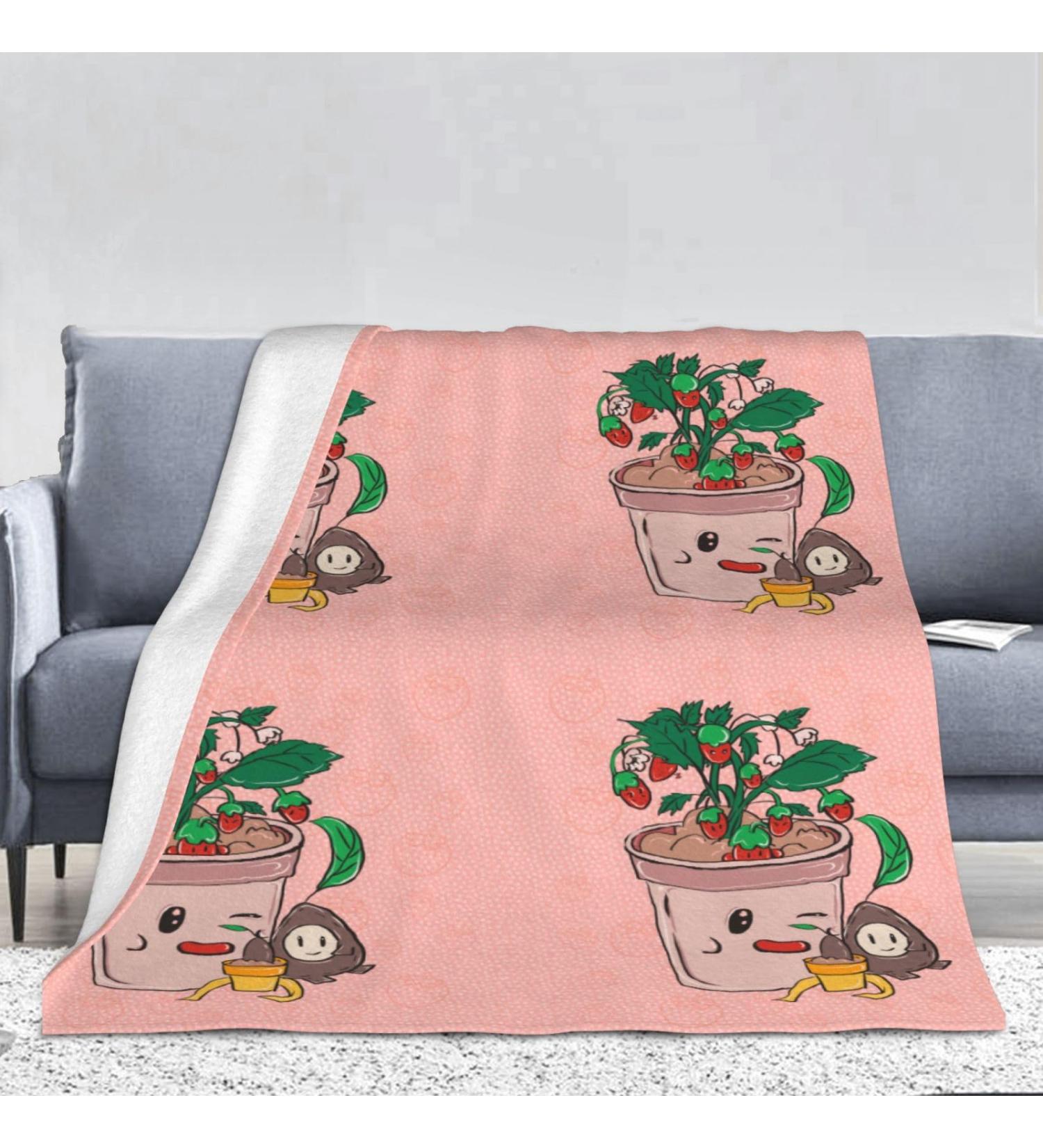 YYHHAOFA Sunflower Seeds and Strawberries Picture Flannel Blanket 66x90 in Normal : Skin-Friendly Warm and Comfortable Easy Care and Durable Black normal - Buy Online on GoSupps.com