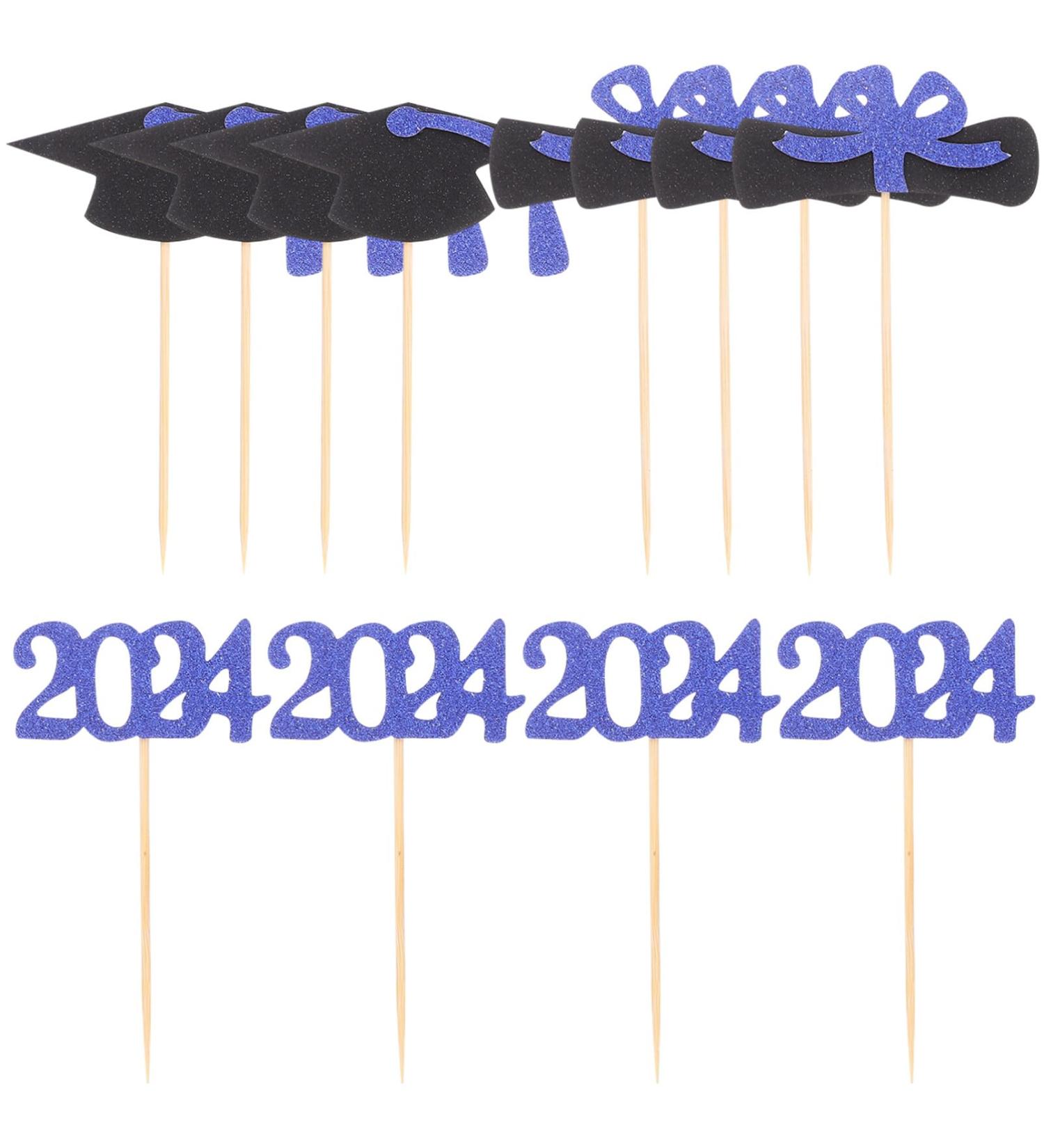 PRETYZOOM 12pcs 2024 Graduation Season Cake Insert Top Hat Cake Decoration Flag Dessert Wood - Buy Online on GoSupps.com