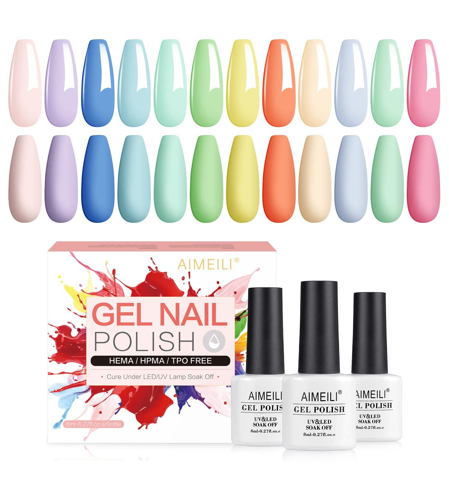 AIMEILI Easter Pastel Gel Nail Polish Set 8ml 12 Colours Spring Summer Pink Yellow Blue Purple Soak Off UV LED Gel Nail Polishes Nail Art Gel Polish Gift Kit 9 KIT12-9_8ML 0.67 ml (Pack of 12) - Buy Online on GoSupps.com
