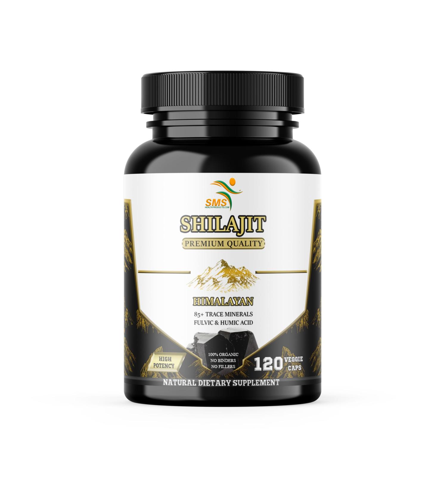 SMSHEALTHPRODUCTS.com Shilajit Pure Himalayan Capsules (Fulvic Acid Supplement) 1 000mg of Organic Shilajit Extract per Serving 120 Count (85+ Trace Minerals No Fillers No Binders) - Buy Online on GoSupps.com