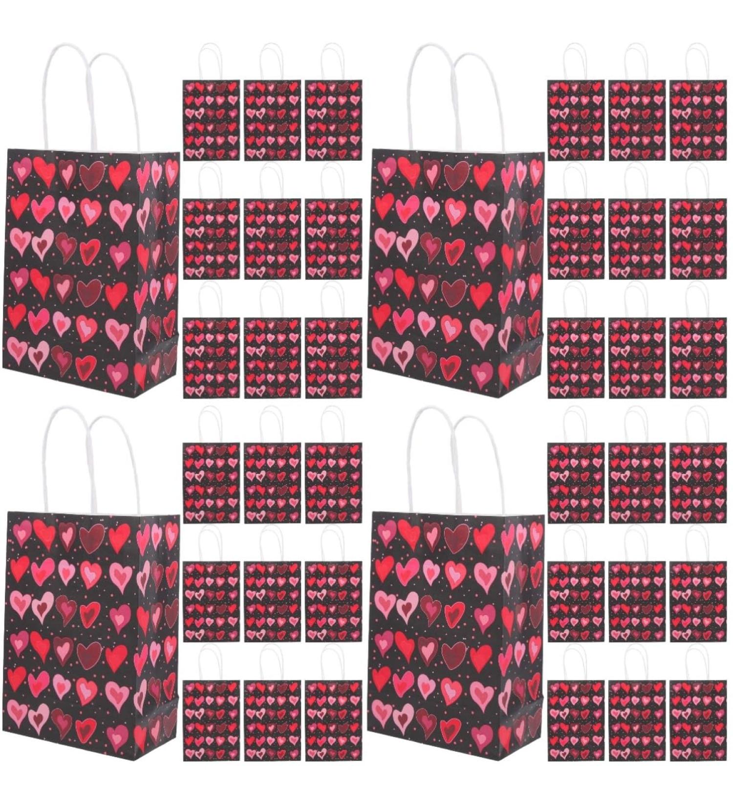 ULTECHNOVO 40 Pcs Valentine's Day Tote Paper Storage Bags Paper Favor Bags Kids Birthday Paper Goodie Bags Valentines Treat Bag Goodie Bags for Kids Valentine Bags with Handles Handheld Gift 1 count (Pack of 1) As Shown 2x4pcs - Buy Online on GoSupps.com