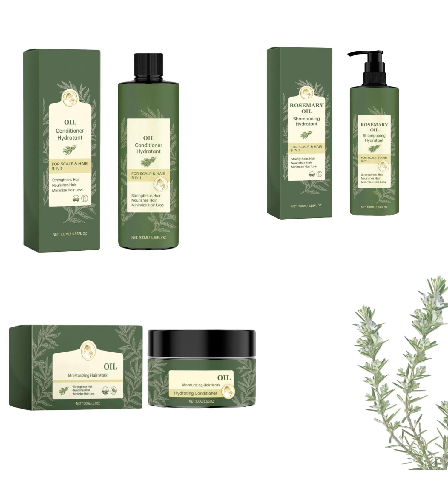Lot de 3 masques pour cheveux au romarin shampoing romarin cheveux Organique Rosemary Oil Massage Du Corps Nourrit Le Cuir Chevelu Stimule La Croissance Des Cheveux pousse cheveux (3pcs) - Buy Online on GoSupps.com