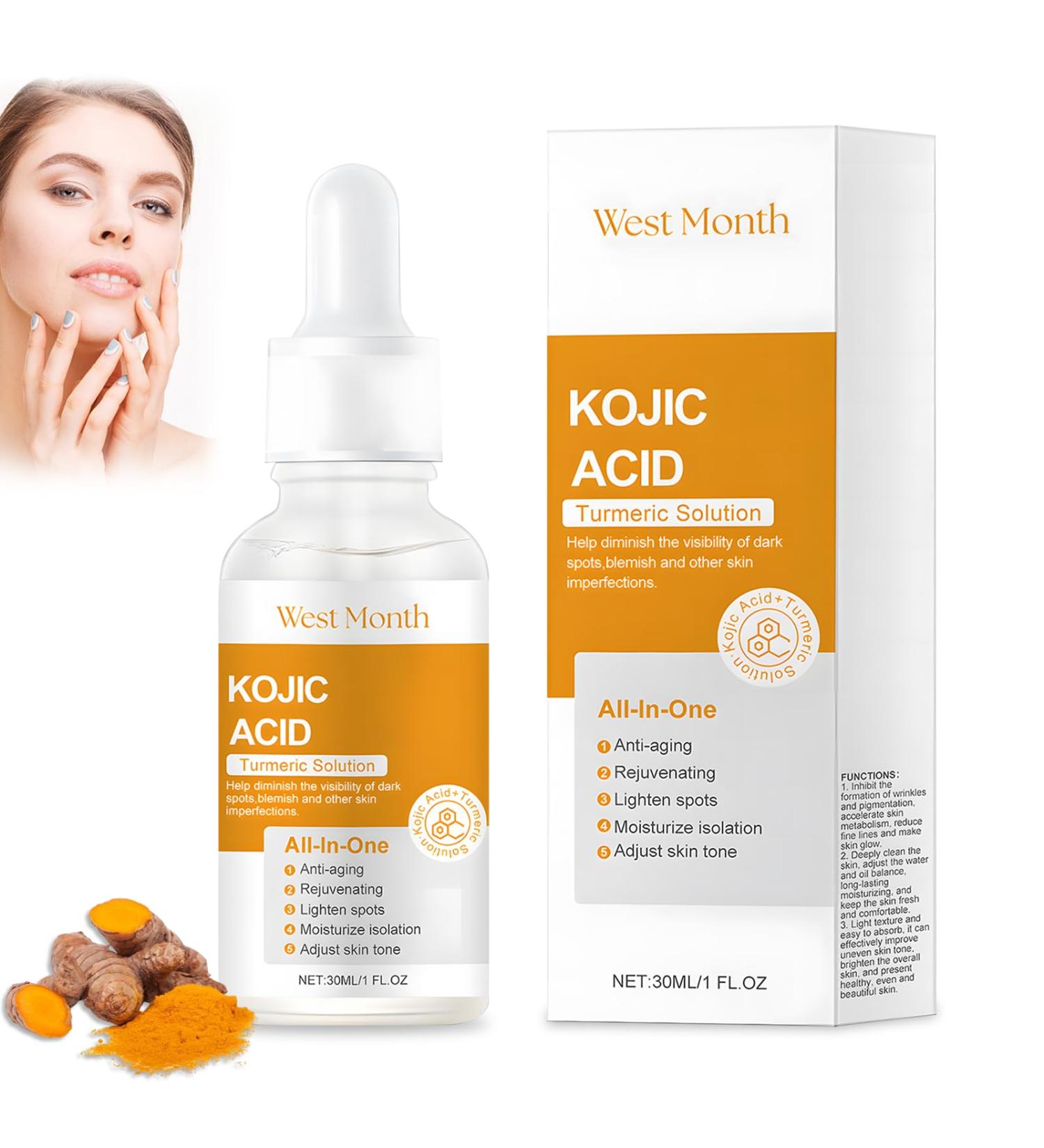 Kojic Acid Face Serum Dark Spots Correcting Glow Serum Turmeric Face Oil Aging Super Serum yellow - Buy Online on GoSupps.com