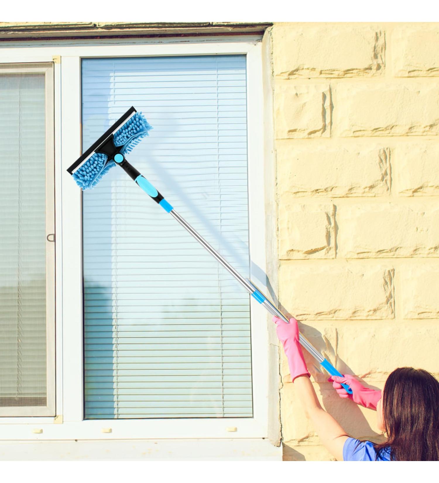 KHZSPP Window Squeegee Kit 2 in 1 Cleaning Squeegee Kit Rotatable Double Sides Window Washing Kit for Window Car Shower Glass Door Mirror Indoor Outdoor(Blue) - Buy Online on GoSupps.com