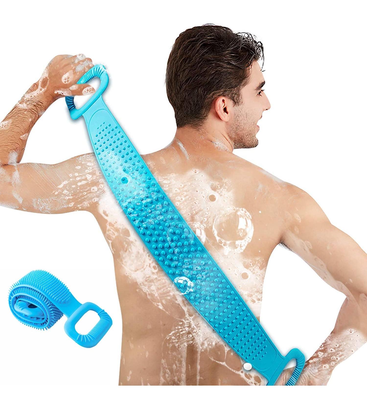 Silicone Back Scrubber for Shower - 35.5 inches with Handle | Long Body Brush for Men and Women | Deep Clean Massage Skin - Buy Online on GoSupps.com