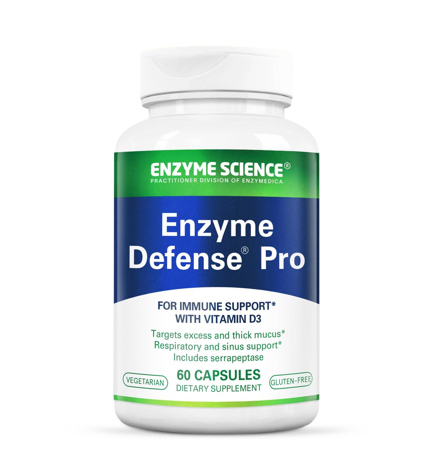 Enzyme Science Enzyme Defense Pro 60 Capsules Immunity Support Supplement Formulated with Vitamin D3 L-Lysine Calcium and Protease Enzyme Digestion Support Immune System Standard Packaging - Buy Online on GoSupps.com