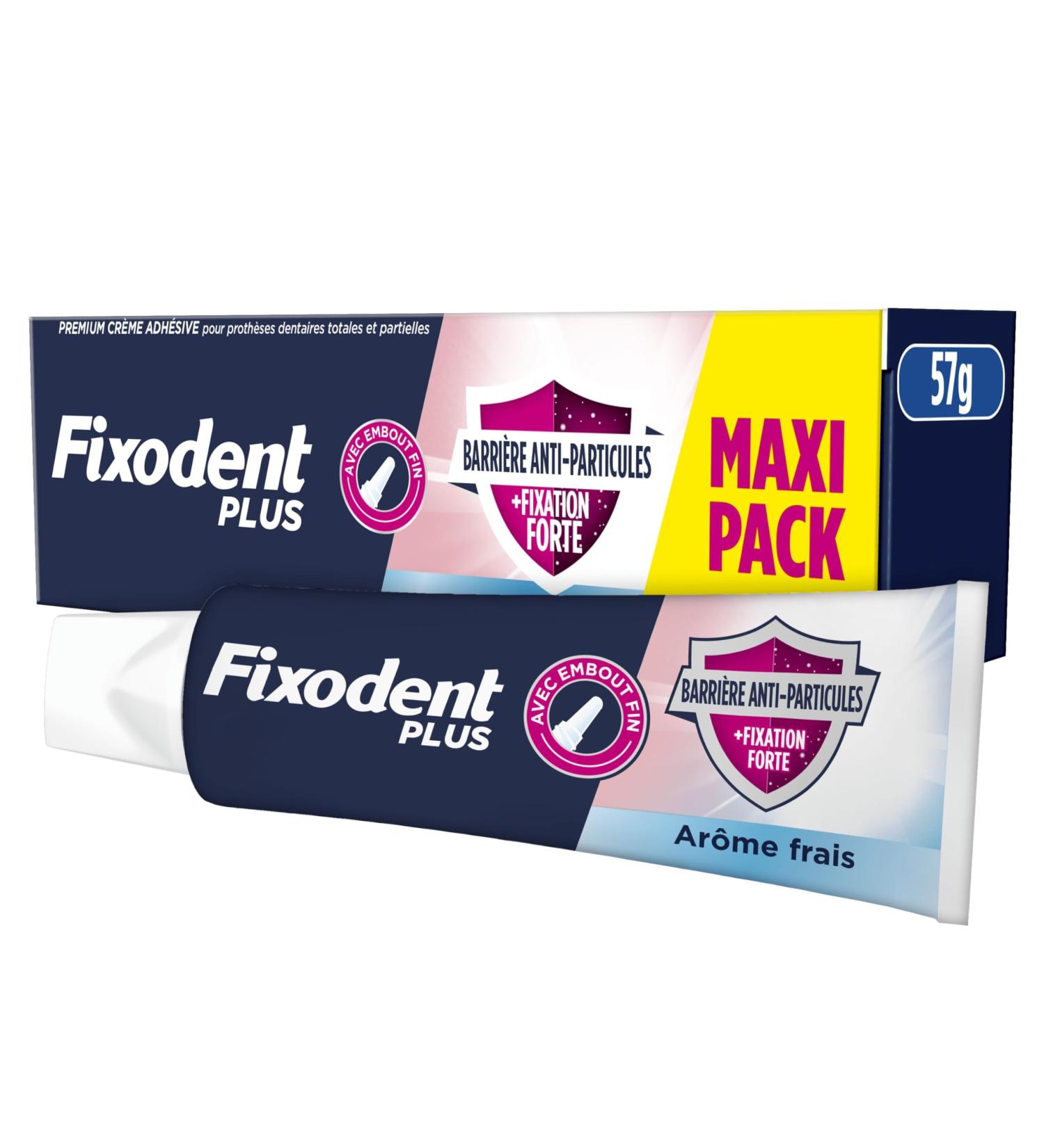 Fixodent Plus Fra cheur Cr me Adh sive Pour Proth ses Dentaires Barri re Anti-Particules Maxi Pack Methe 57g - Buy Online on GoSupps.com