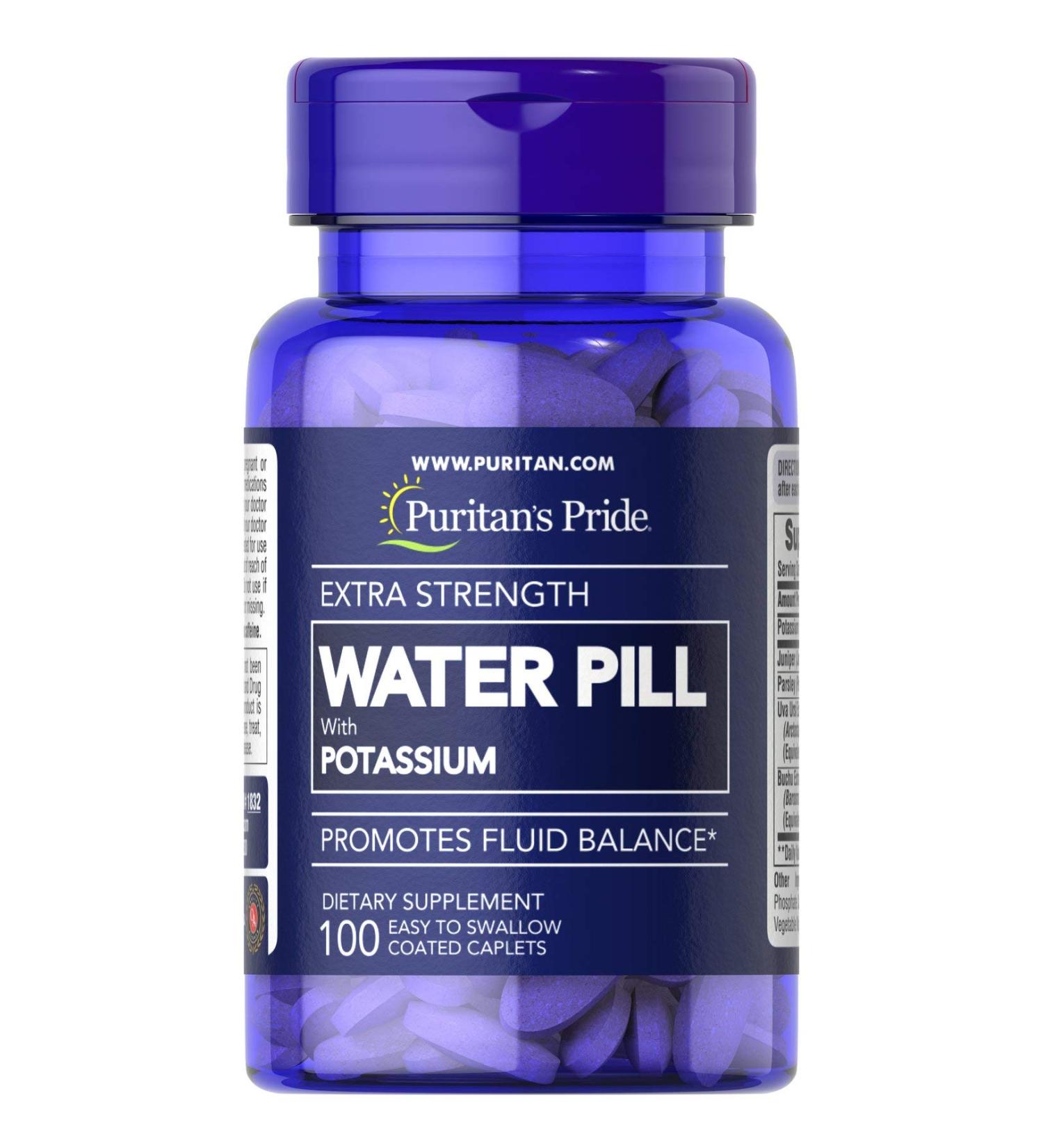 Puritan's Pride Extra Strength Water Pill 100 CAPS - Natural Diuretic Supplement - Buy Online on GoSupps.com