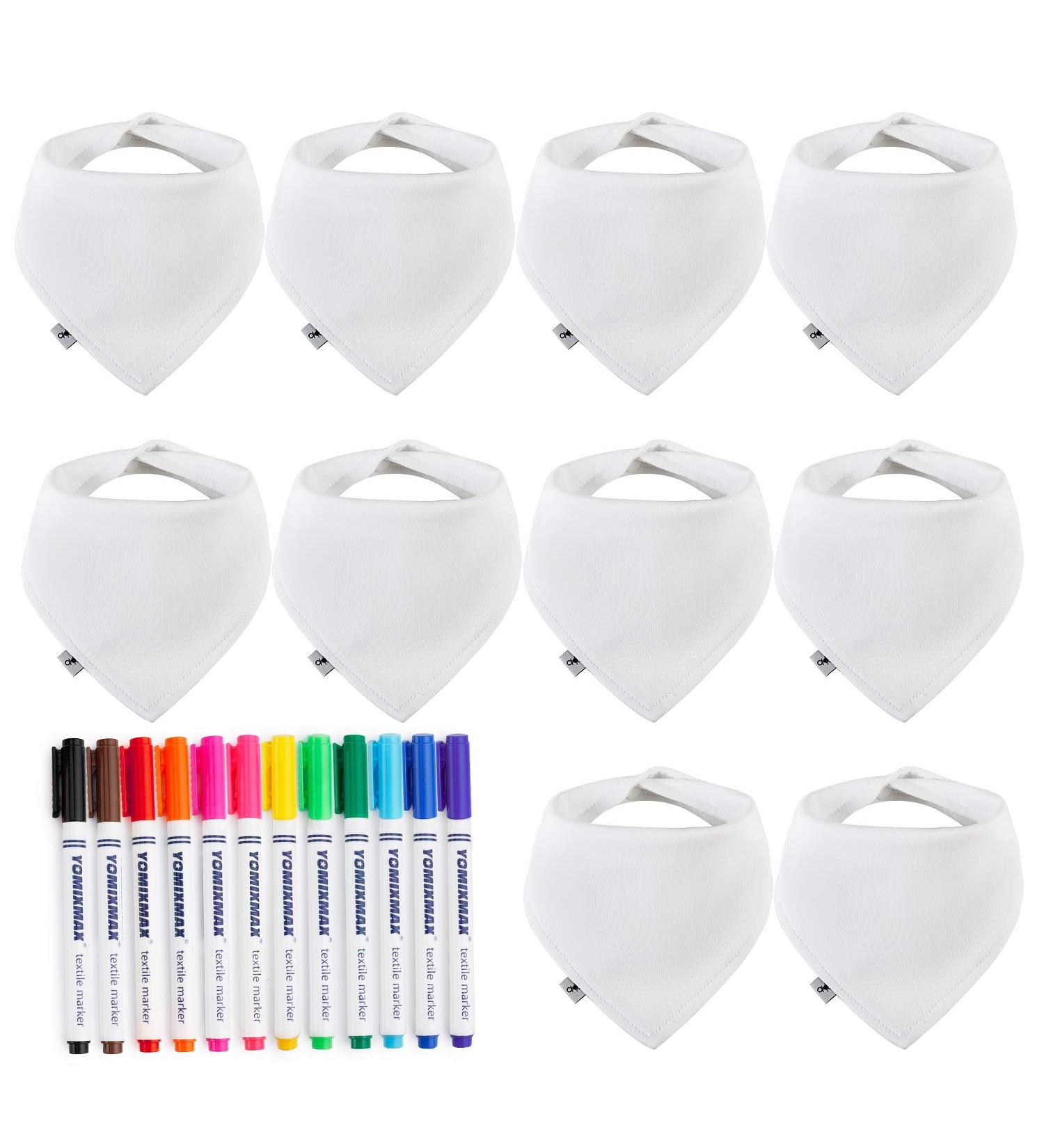 Future Founder Baby White Bibs & 12 Premium Textile Markers - Perfect for DIY Baby Shower Gifts | Cotton Spitting Towels for Creative Design - Buy Online on GoSupps.com