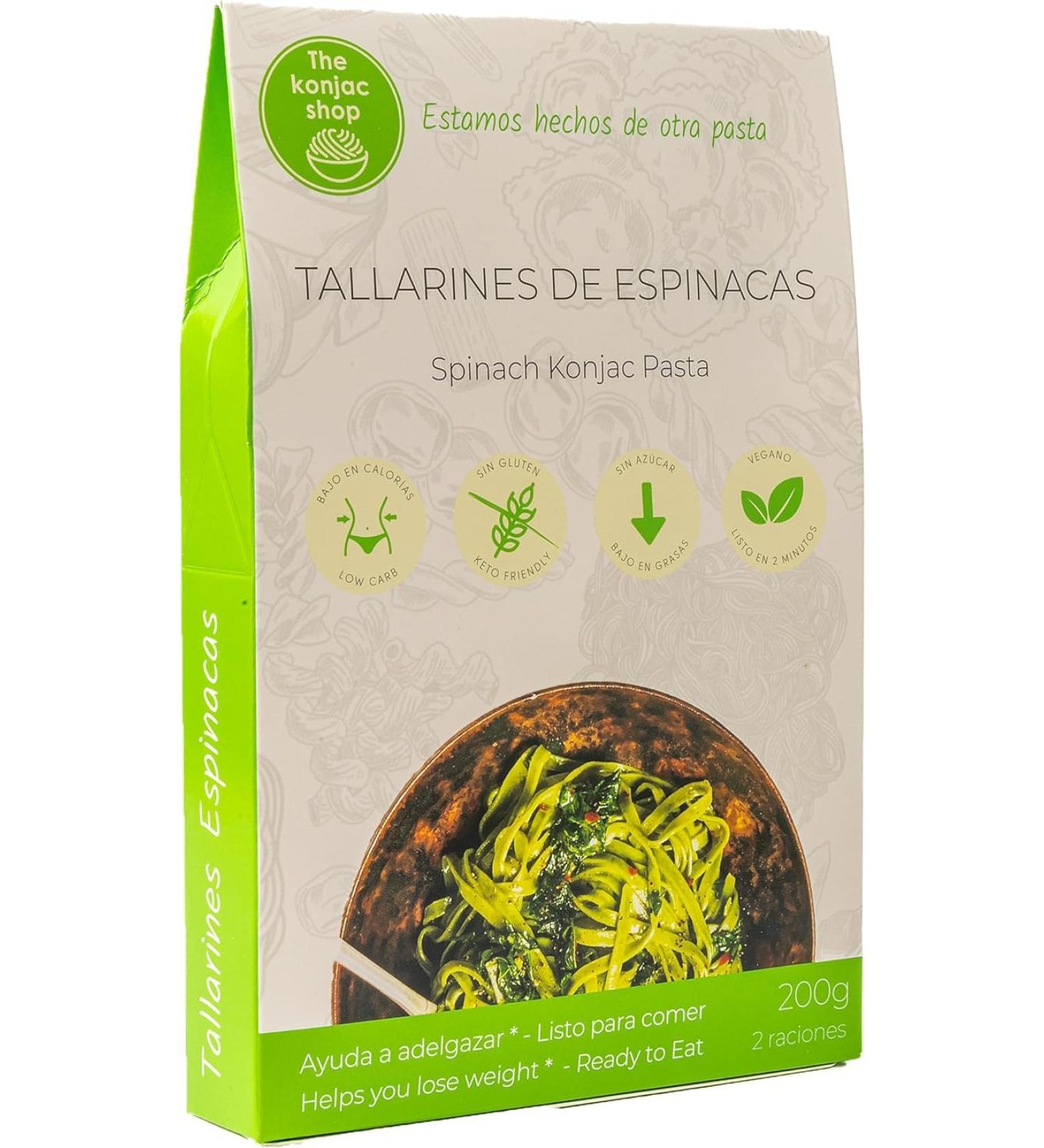  The Konjac Shop The Konjac Shop - Spinach Konjac Noodles 270g - Gluten-Free Pasta - Low in Calories & Carbohydrates - Ideal for Keto Vegans Low-Carb Diets (1 unit) - Buy Online on GoSupps.com