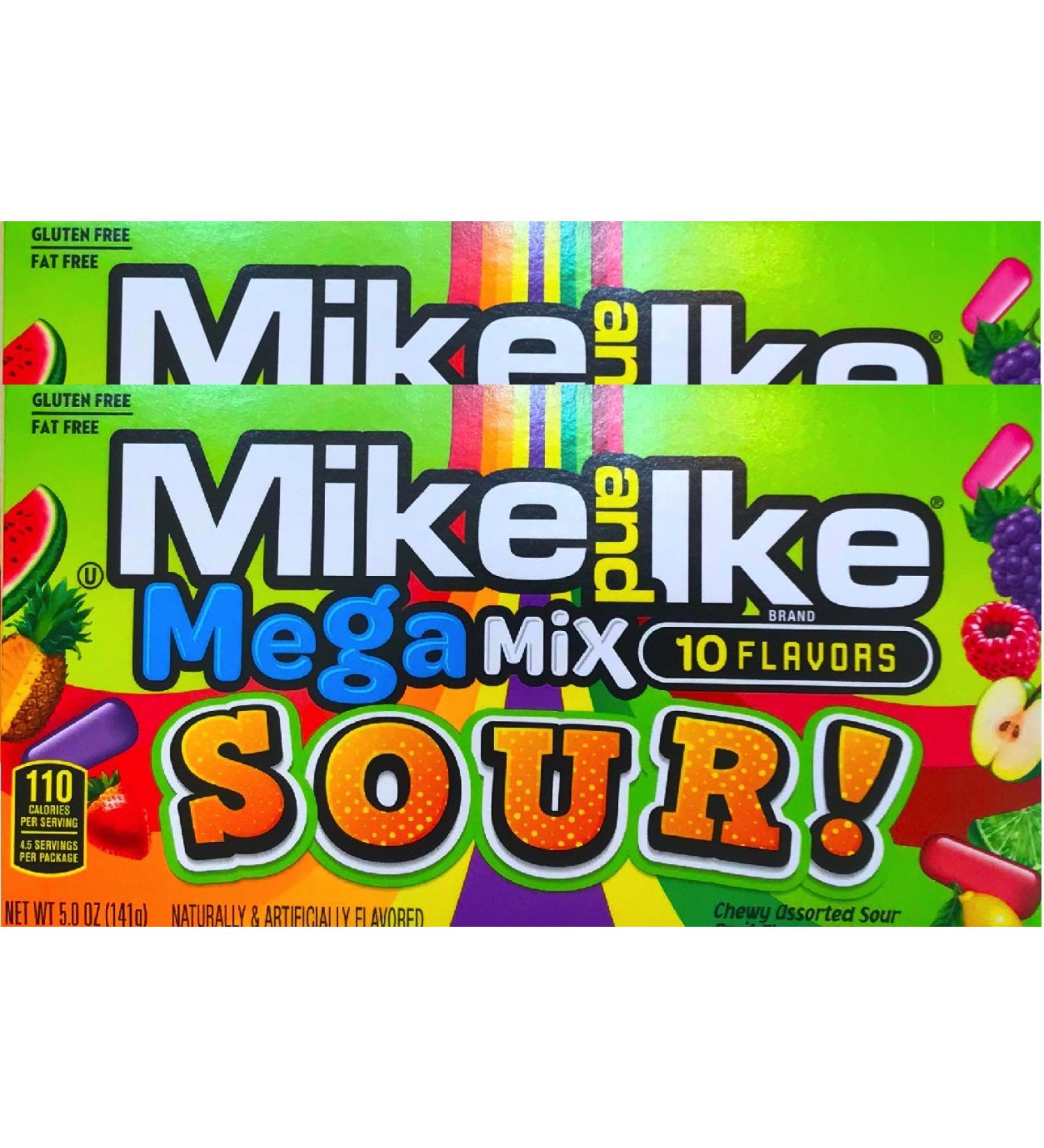 Mike & Ike Mike & Ike 2 x Mega Mix Gluten Free & Fat Free Candy Net Weight 142g