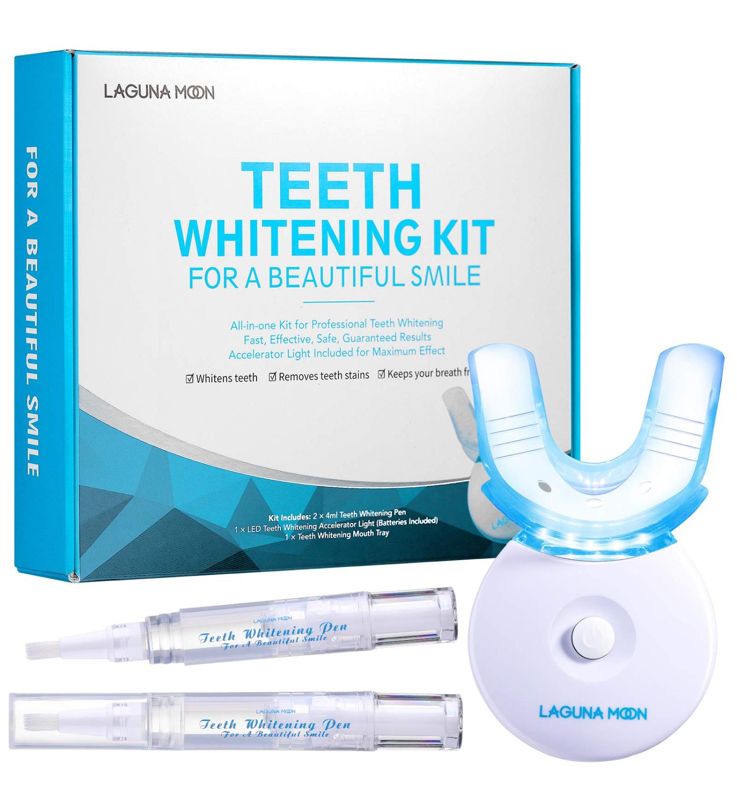 Lagunamoon Teeth Whitening Kit | 35% Urea Peroxide Gel with LED Light | No Sensitivity | Remove Coffee, Wine, Tea Stains - Buy Online on GoSupps.com
