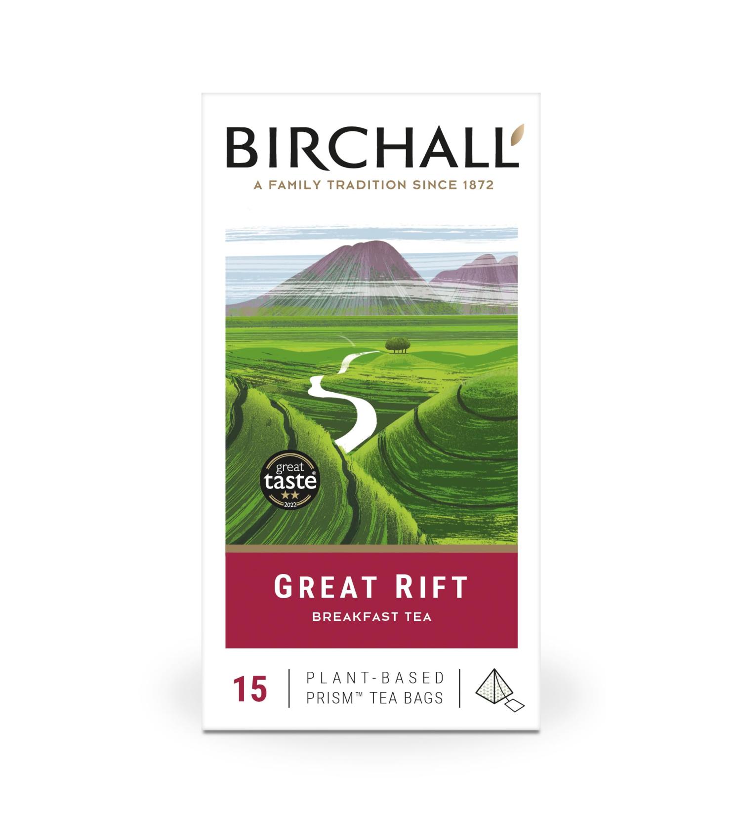 Birchall Great Rift Breakfast Blend Tea Bags English Breakfast Tea Bursting with Full Flavour Perfect Vegan Gifts 15 Plant-Based Prism Tea Bags - Buy Online on GoSupps.com