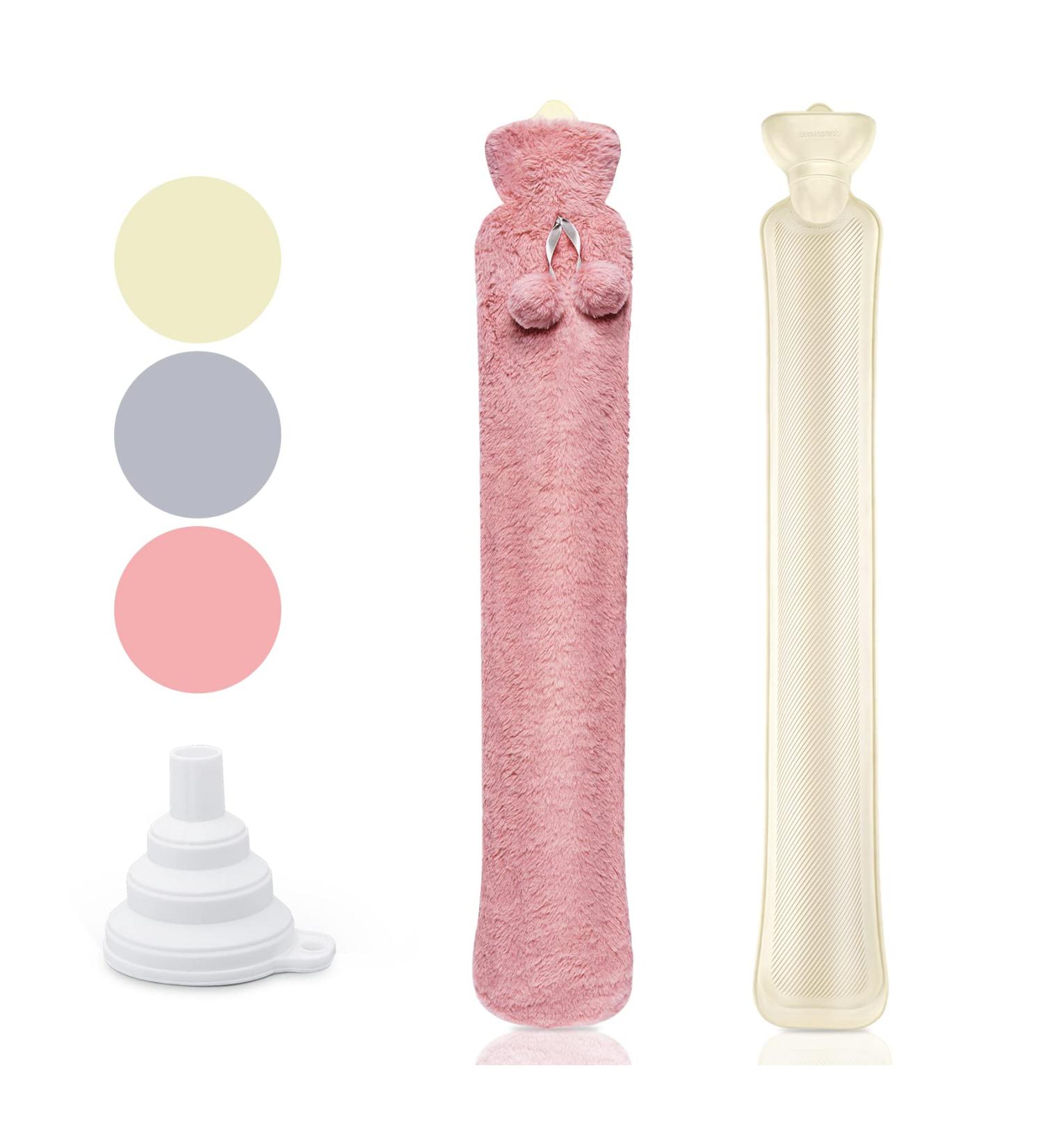 HomeWit Vintage Pink Heat Bottle with Soft Cover - Long 2L Hot Water Bottle for Waist Shoulder & Neck - 73x13cm | Ideal for Pain Relief & Comfort - Buy Online on GoSupps.com
