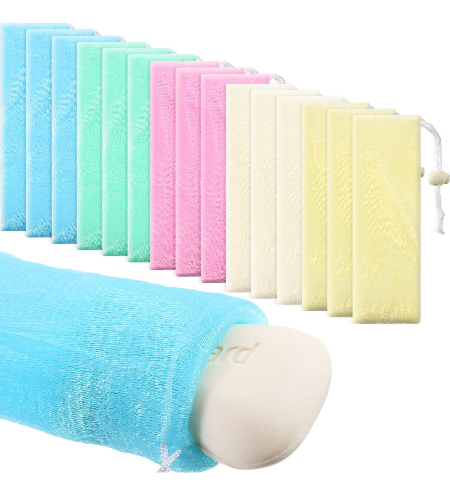 15-Piece Exfoliating Mesh Soap Saver Bags | Shower & Facial Cleaning Pouches - 5 Colors - Buy Online on GoSupps.com