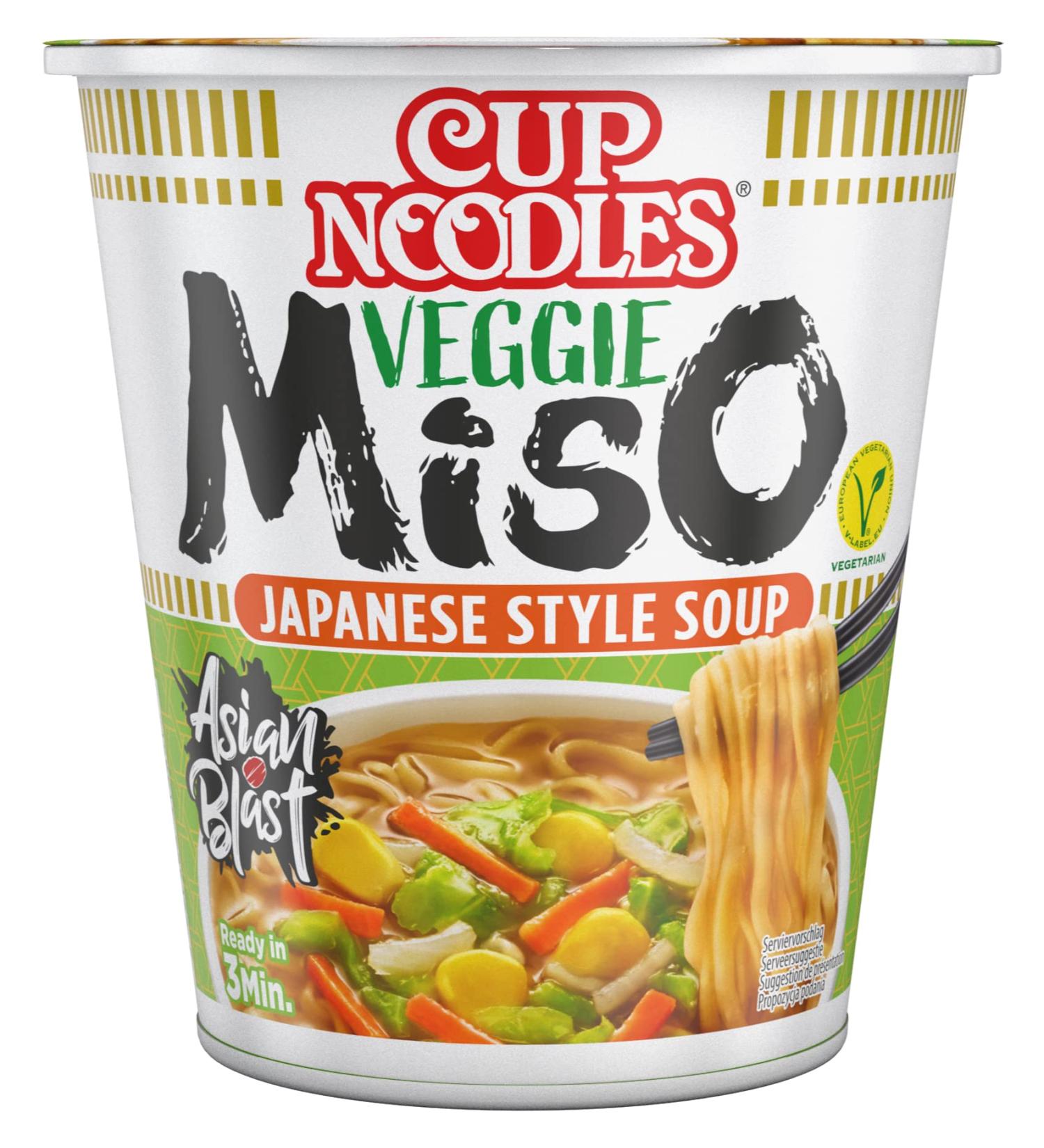 Nissin Cup Noodles Veggie Miso - 8 Pack Instant Soup | Vegetarian Asian Food | Quick & Easy Preparation - Buy Online on GoSupps.com