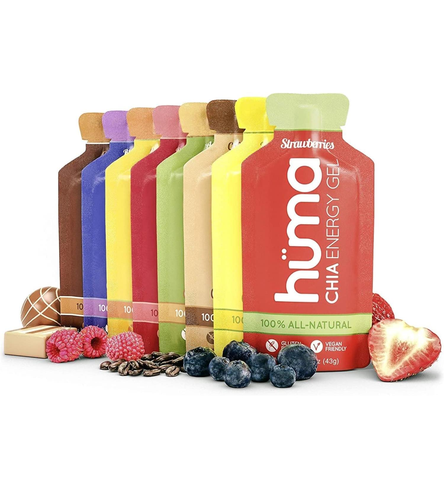 Huma Chia Energy Gel Variety 24 Pack - Endurance Exercise Fuel 24 Count (1 Pack) - Buy Online on GoSupps.com