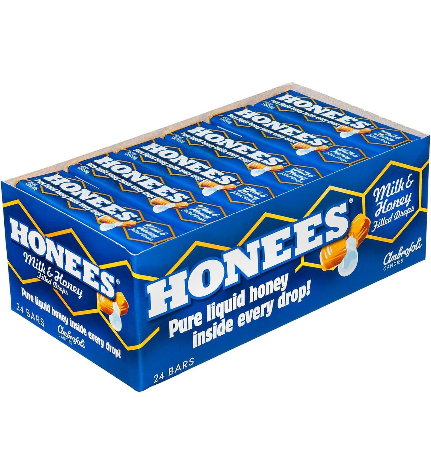 Honees Filled Honey Milk Drops Milk&Honey-Natural Cough Drops-Sore Throat Relief-Nothing Artificial-Throat Lozenges Natural Cough Suppressant Dry Cough Relief Non-Gmo Gluten Free (24 Packs-216 Units) - Buy Online on GoSupps.com