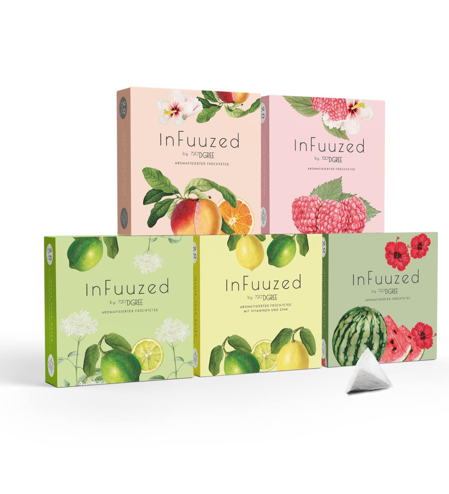 720 DGree InfuZed Taste - 5 Varieties | 100 Bags Sugar-Free Zero Calories - Perfect for Hydration Anywhere! - Buy Online on GoSupps.com
