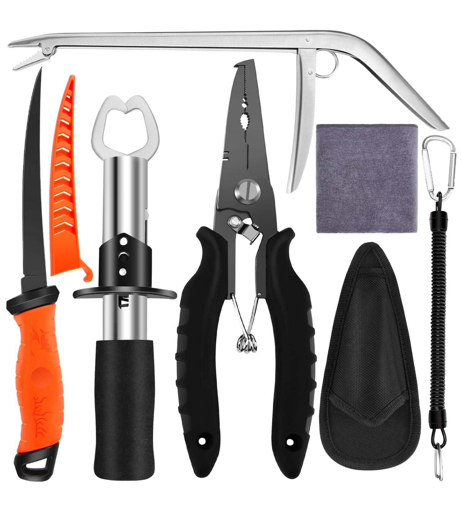 AOFUXTI Fishing Tool Kit - Stainless Steel Pliers, Hook Remover, Lip Gripper - Saltwater Resistant Gear for Men - Buy Online on GoSupps.com