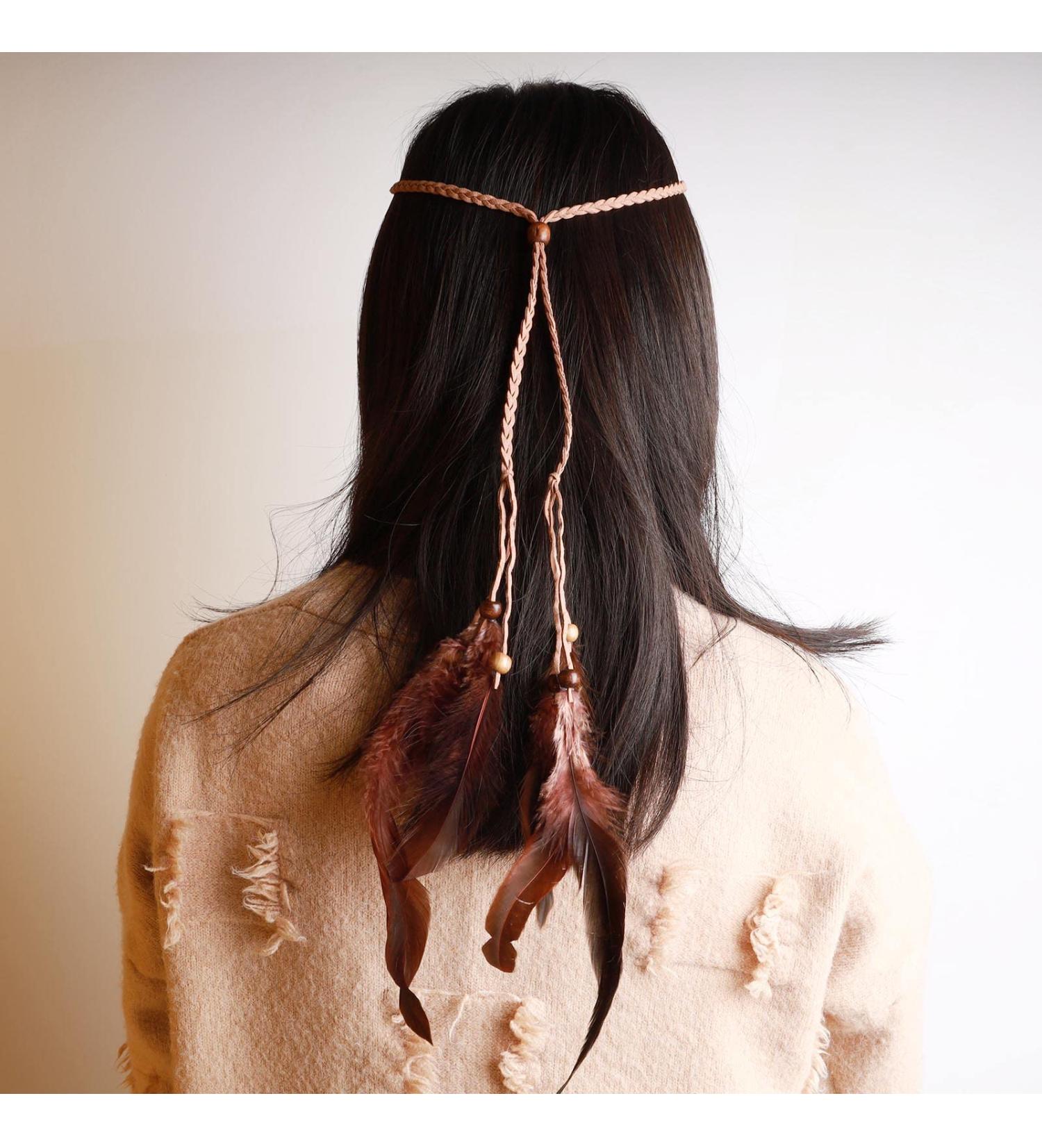 TseenYi Gypsy Feather Headband Hair band Boho Feather Hair Band Beaded Feather Tassel Headband Jewelry for Women and Girls Christmas Stage Performance(Brown) - Buy Online on GoSupps.com