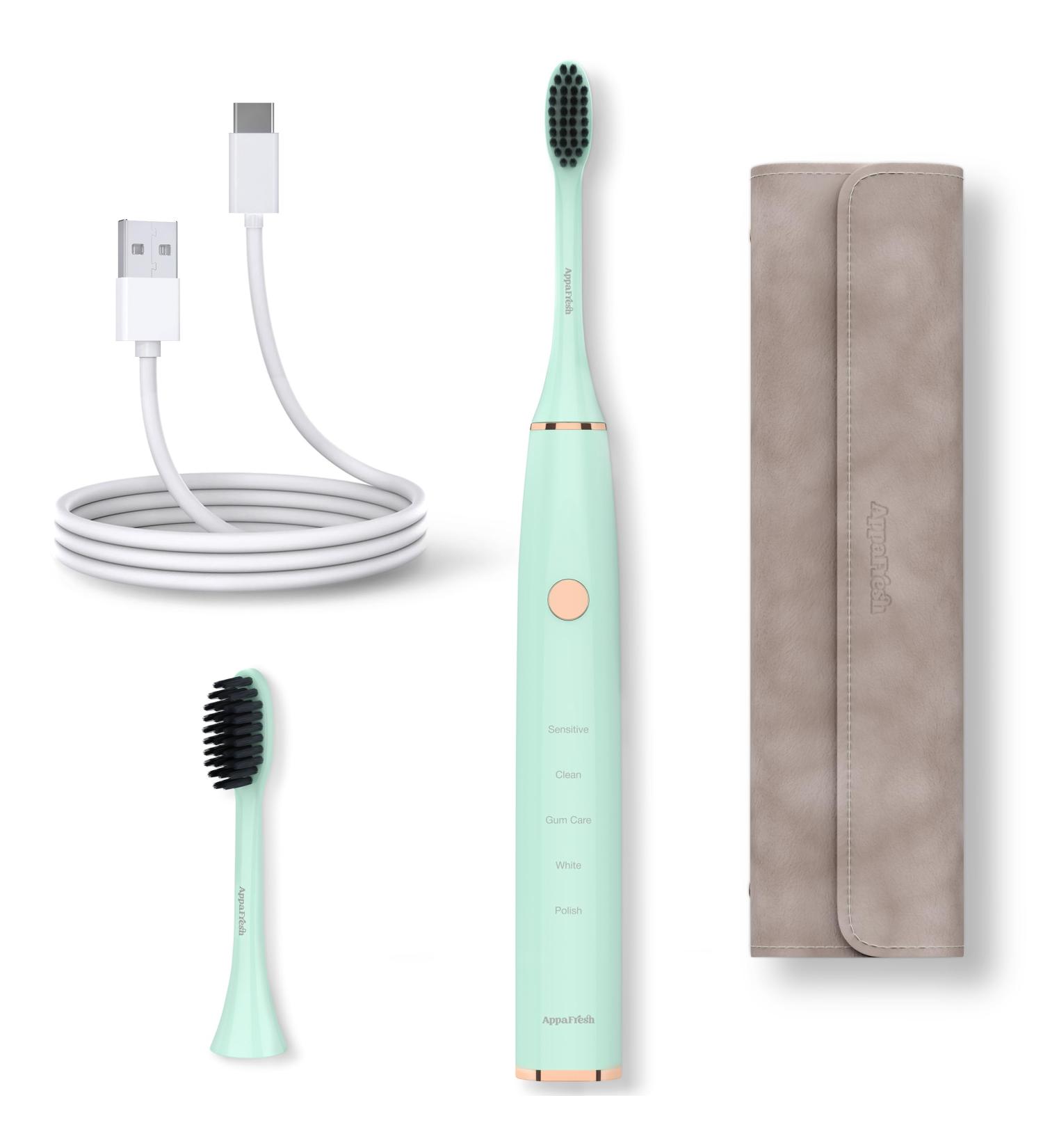 Sonic Electric Toothbrush - Portable with Timer 5 Modes & 3 Intensity Levels | Long-Lasting 90-Day Battery | Ideal for Adults - Cyan - Buy Online on GoSupps.com