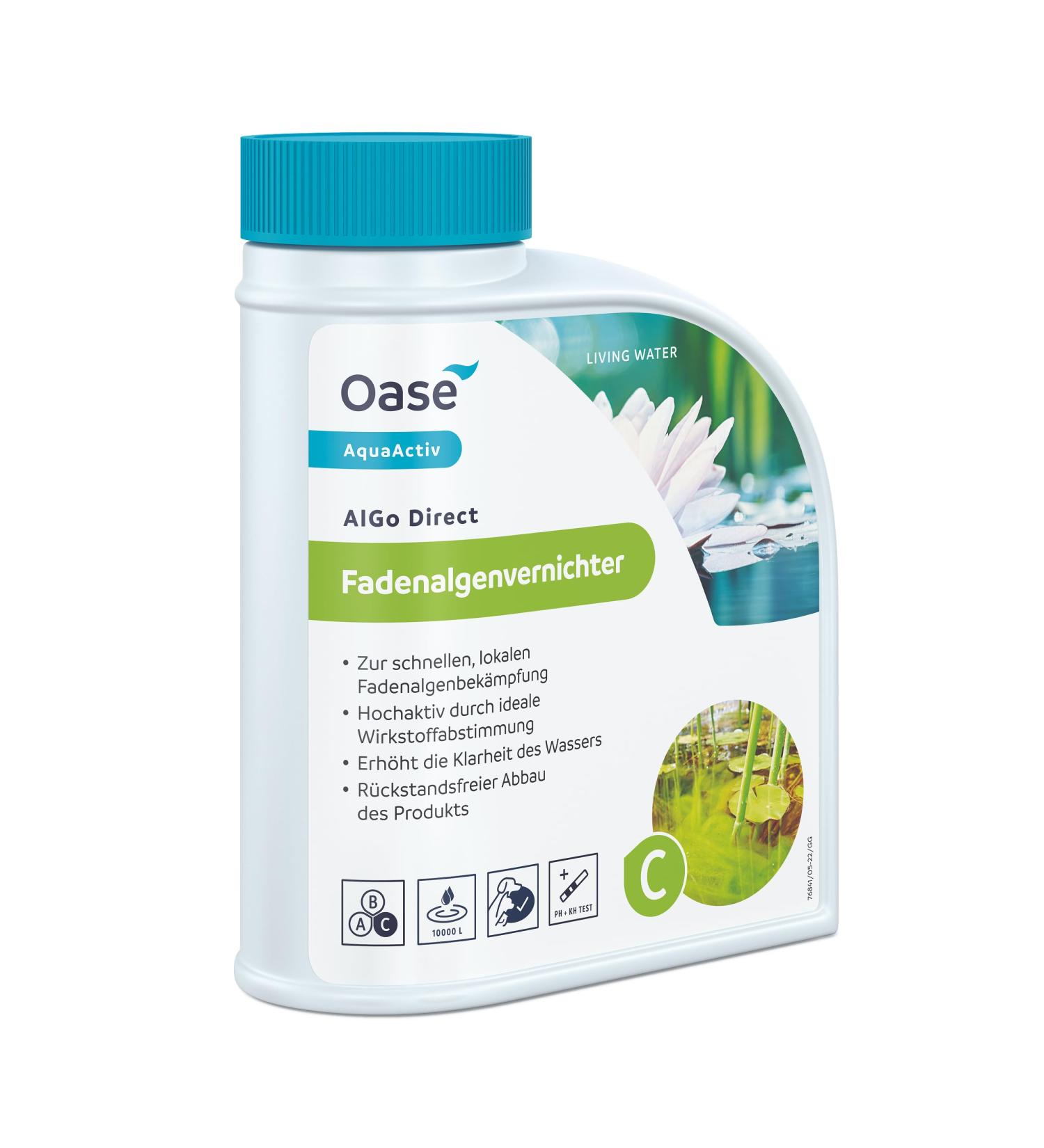 OASE 43139 Aquaactiv Algo Direct - 500ml Biological Pond Care | Cure Thread Algae in Garden Swimming & Koi Ponds - Buy Online on GoSupps.com