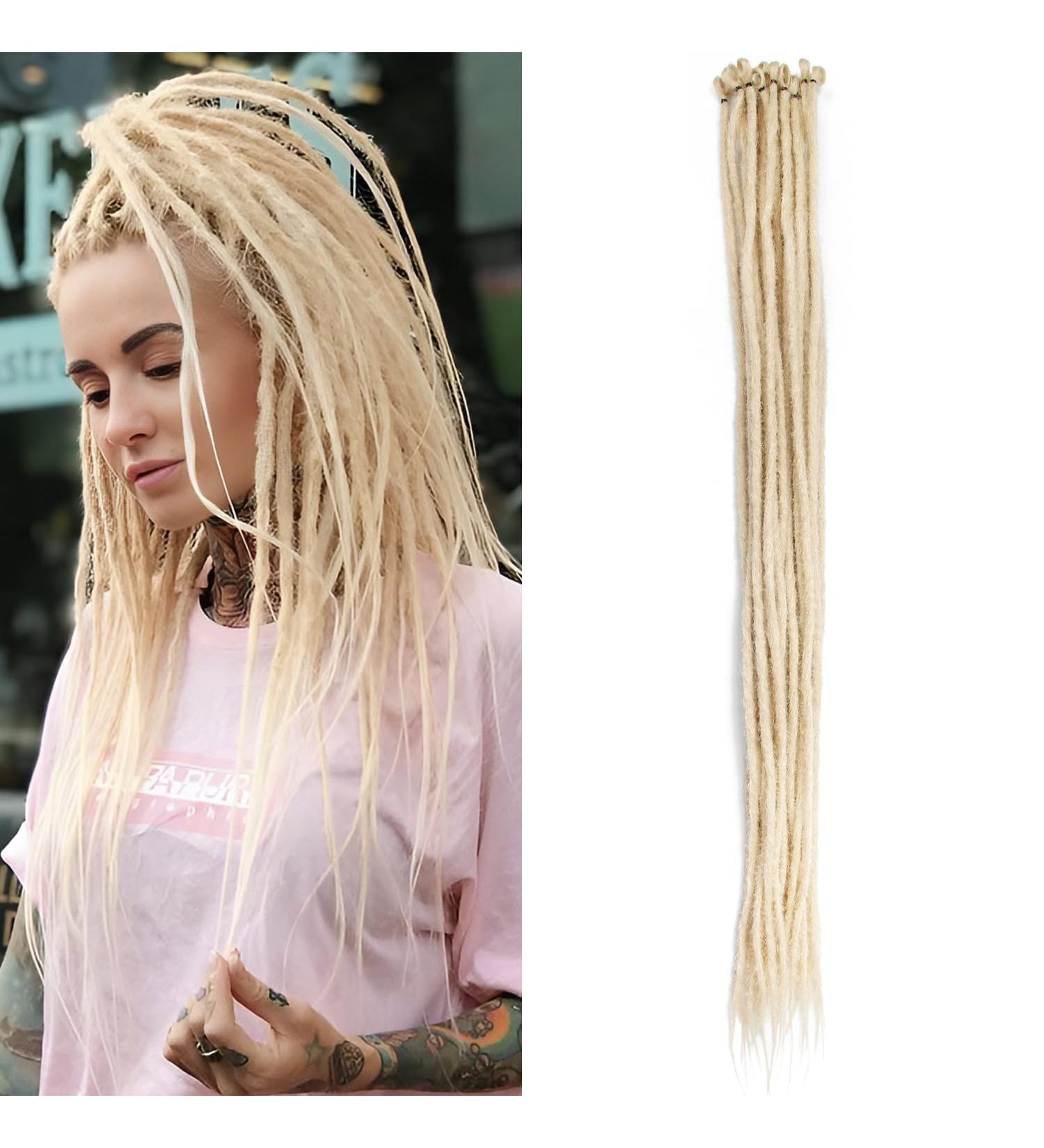 30 Inch Synthetic Dreadlocks Extensions - 20 Strands 0.8cm Crocheted Braided Hair Color 613# - Soft Dreads for Reggae Hip-Hop & Hippie Style - Buy Online on GoSupps.com