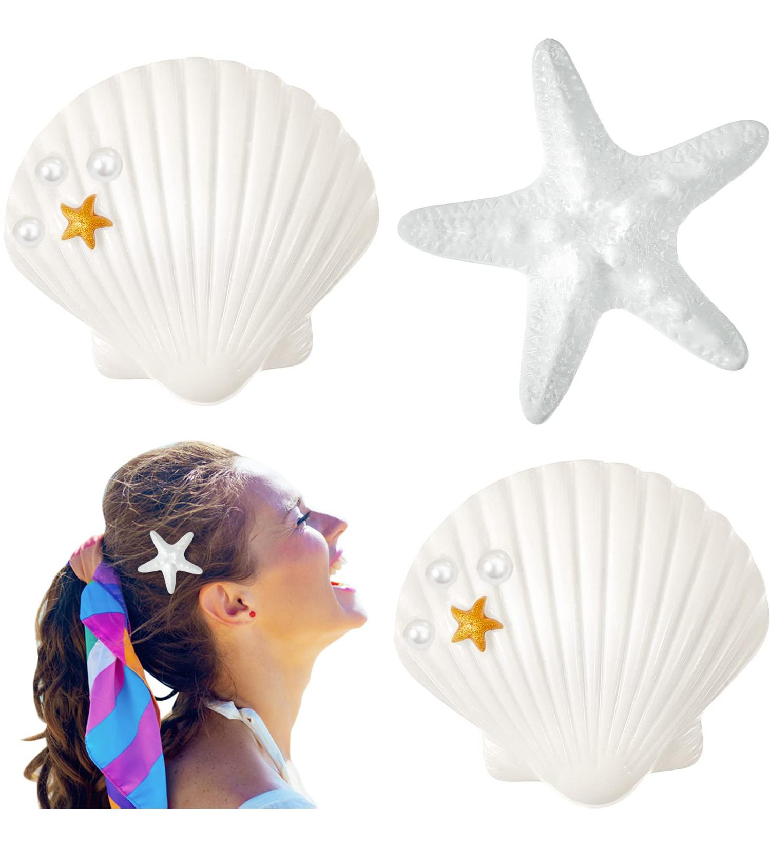 4-Piece Starfish & Shell Hair Clip Set for Women & Girls - Mermaid Crown Accessories - Buy Online on GoSupps.com