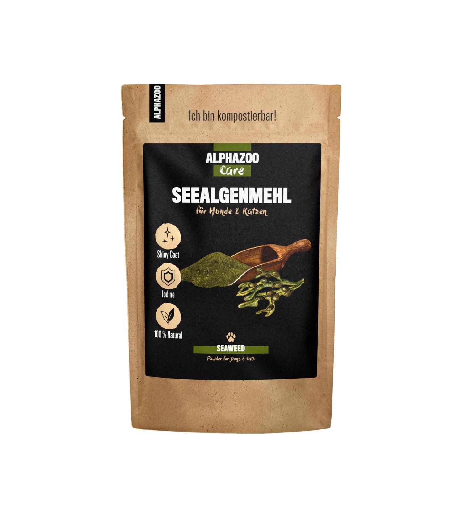 alphazoo Seaweed Flour 250g for Dogs and Cats, Natural Additive for Thyroid Gland, Coat Pigmentation, Oral Hygiene, Pure Seaweed
