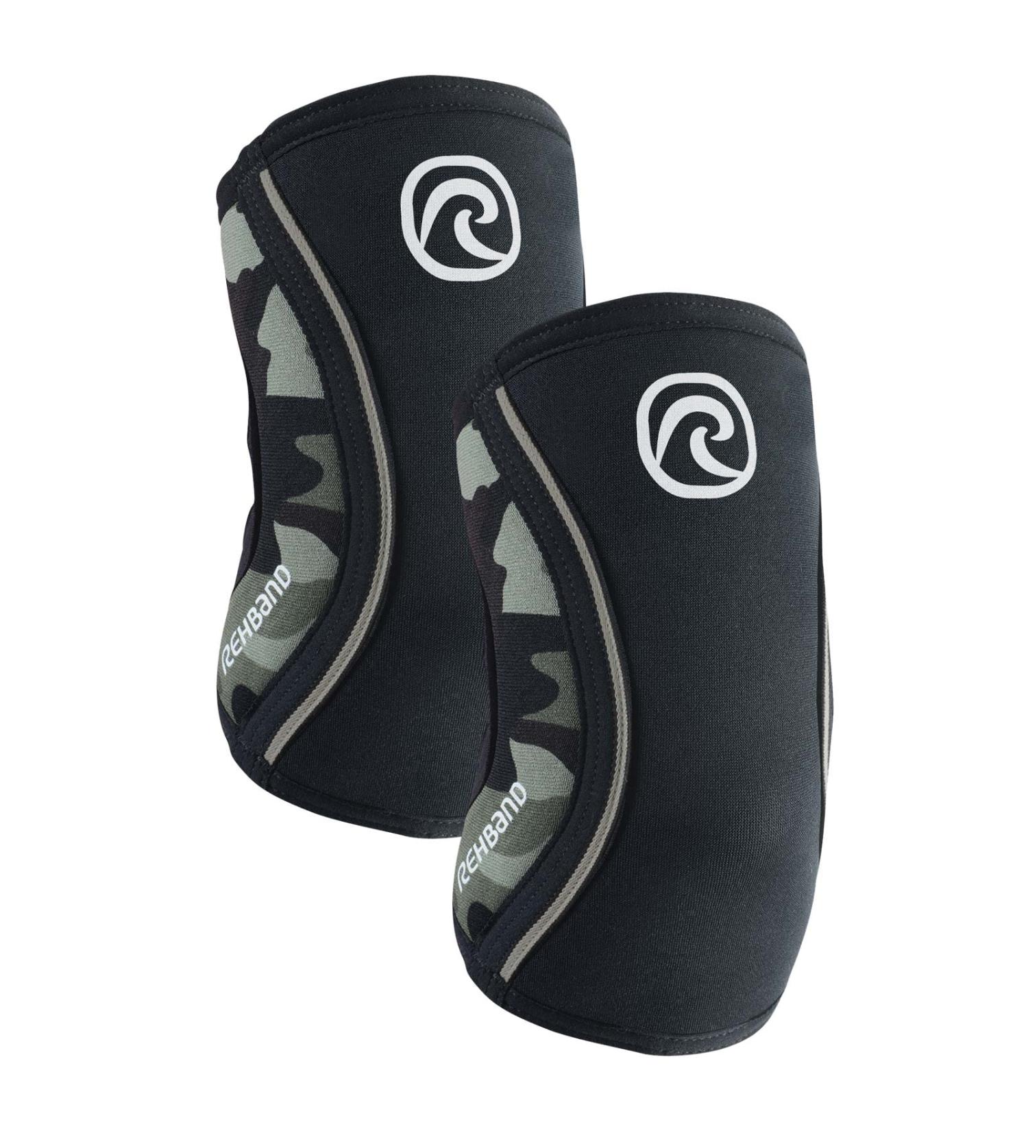 Rehband Elbow Bandage - 5mm SBR/Neopren Sleeve for Strength Sports | Anatomical Design | Non-Slip | Camo | Unisex XS - 1 Pair - Buy Online on GoSupps.com