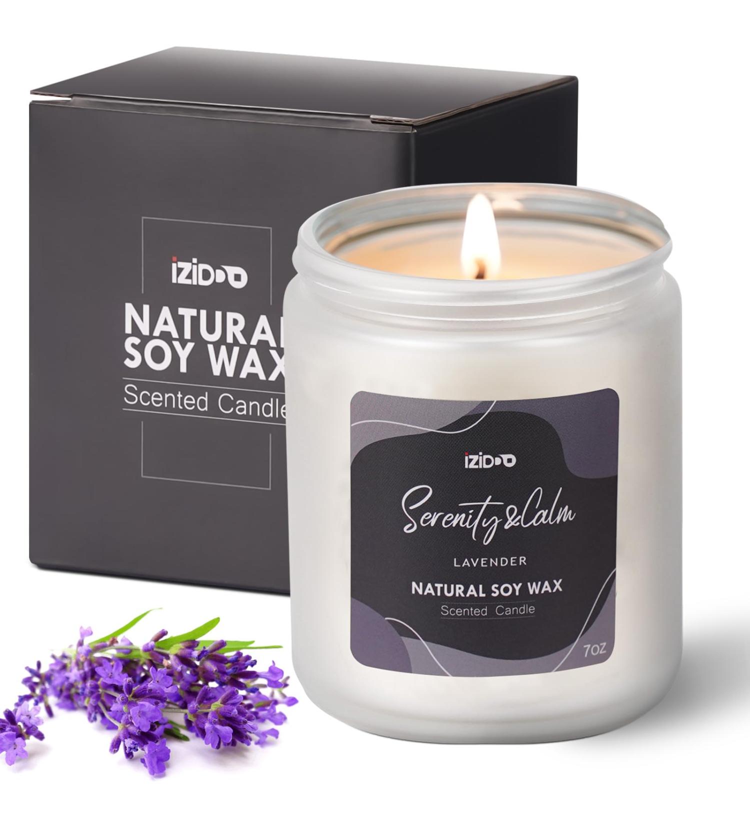 IZIDDO Lavender Scented Candles - 45 Hour Burn Handmade Aromatherapy Gifts for Home - Natural 7oz White Candles for Women & Men - Buy Online on GoSupps.com