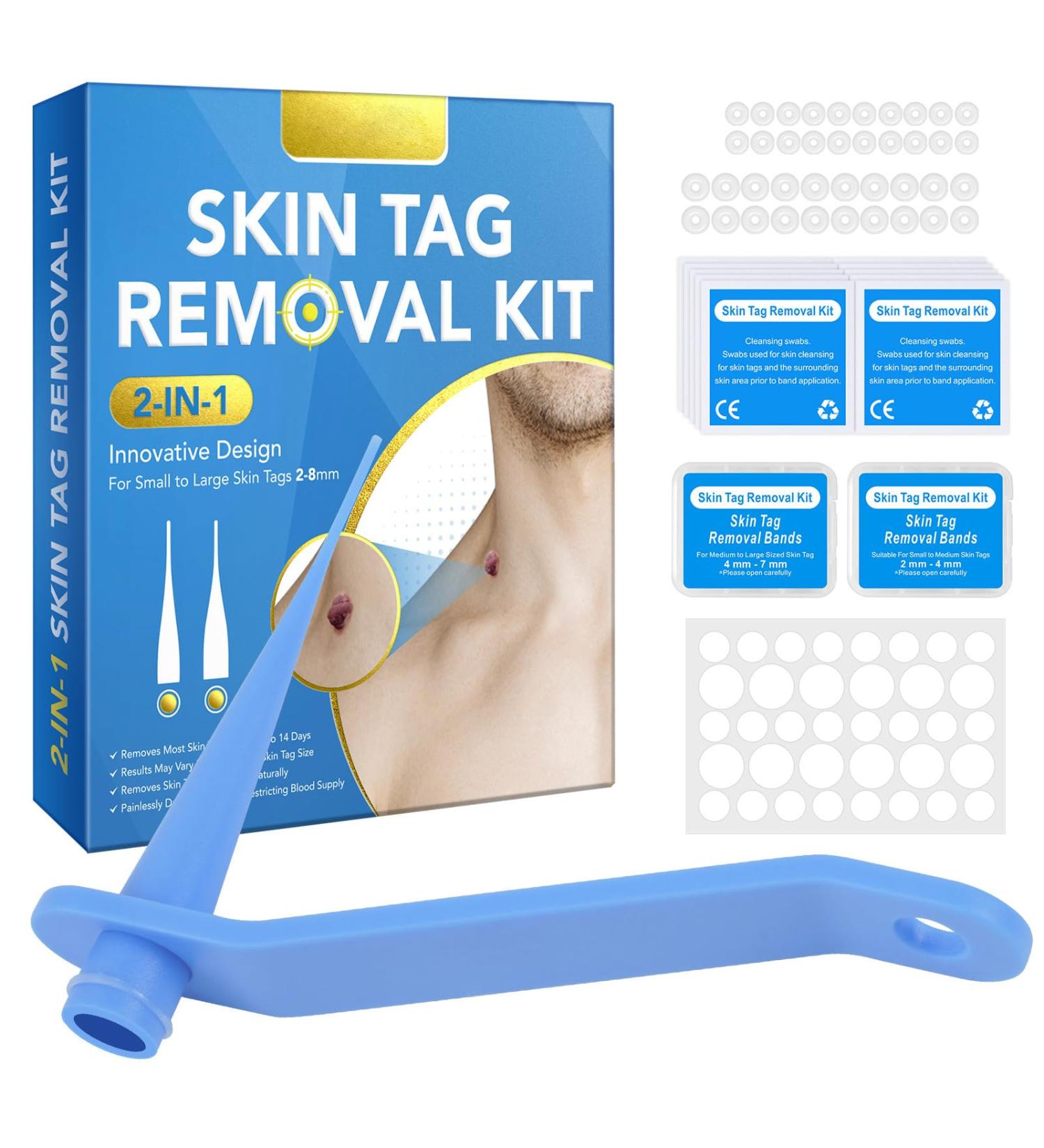 2-IN-1 Skin Tag Tool Kit for Men and Women Fast and Easy Micro Skin Tags Skin Tag Tool Kit Painless Skin Tag Kit for Small (2mm) to Medium (8.5mm) Skin Tags - Safe for Most Parts - Blue - Buy Online on GoSupps.com