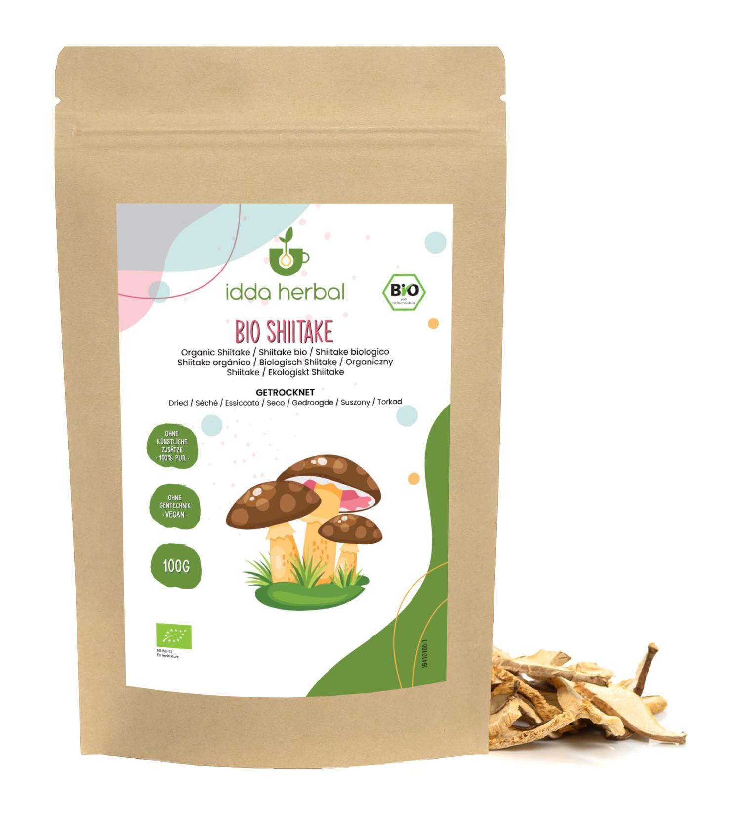  IDDA Herbal IDDA Herbal Shiitake Organic Mushrooms 100g Organic Dried Shiitake Mushrooms for Cooking - Buy Online on GoSupps.com