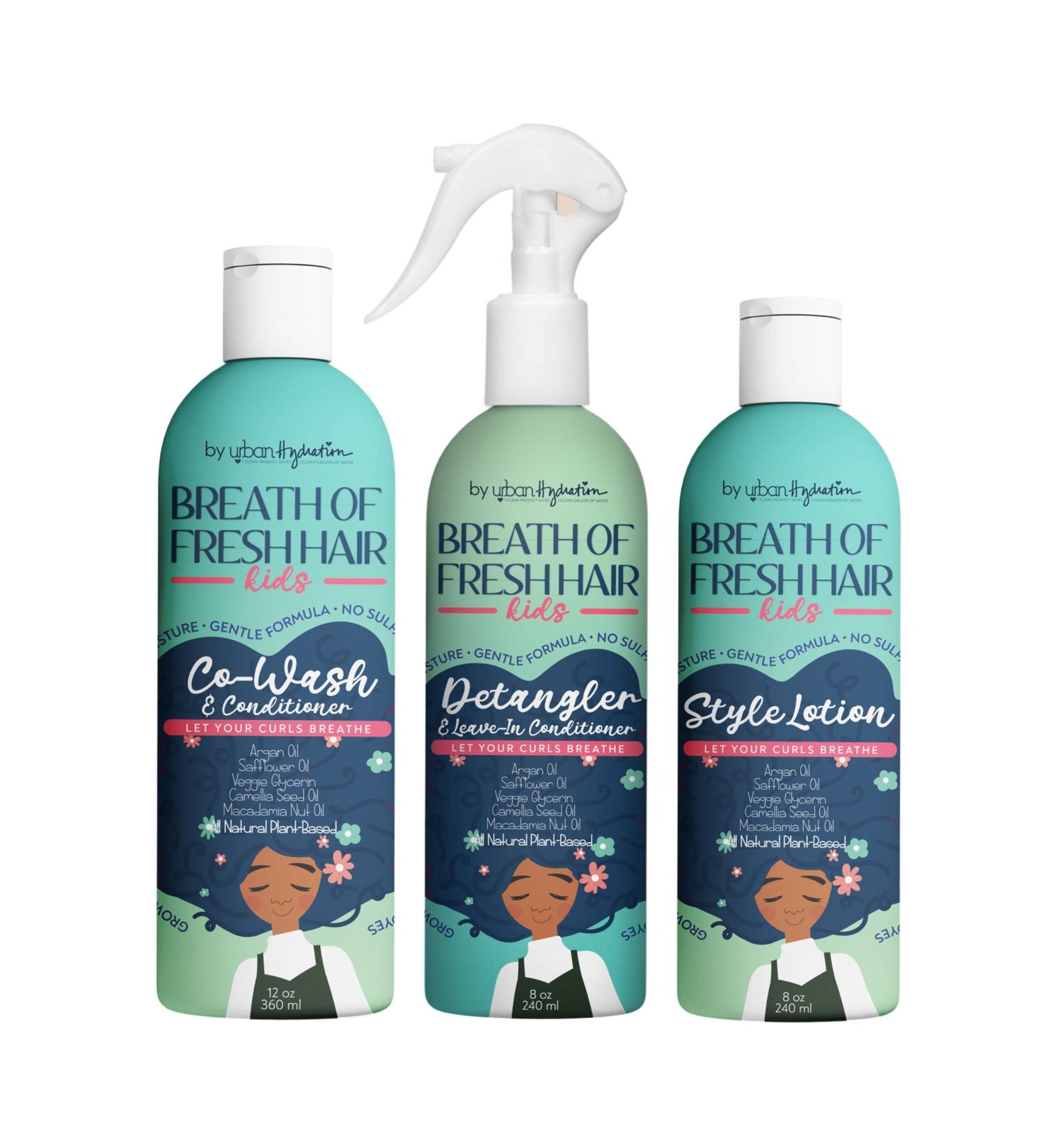 Urban Hydration Breath of Fresh Hair Kids Haircare Kit | Plant-Based Sulfate-Free Hydrating & Detangling Solution for Curly 4C Hair - Buy Online on GoSupps.com