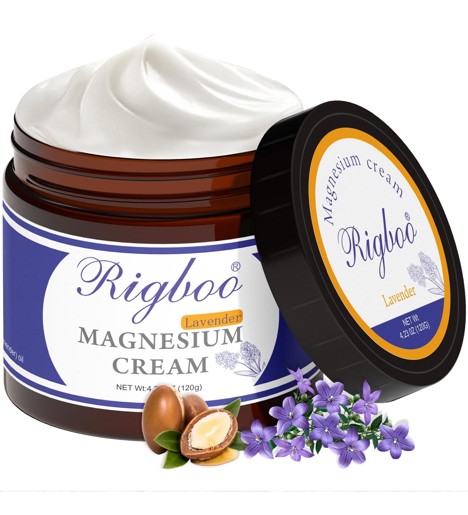 RIGBOO Magnesium Lotion for Sleep, Magnesium Cream, Muscle Relief and Relaxation Non-Greasy, Fast Absorbing Body Lotion with Coconut Oil with Chamomile, Safe for Sensitive Skin (Lavender) - Buy Online on GoSupps.com