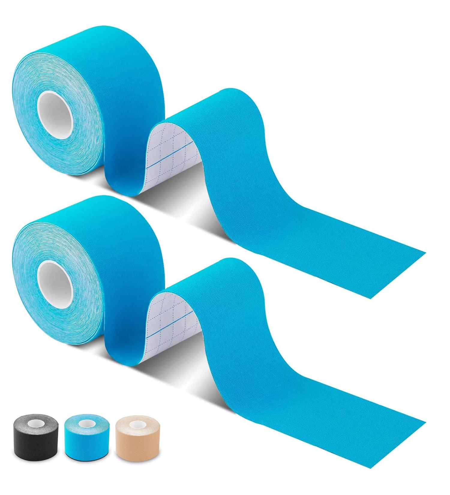 GNCLOUD Kinesiology Tape 2 Rolls 5cm x 5m - Blue Elastic Muscle Support Tape for Exercise - Buy Online on GoSupps.com