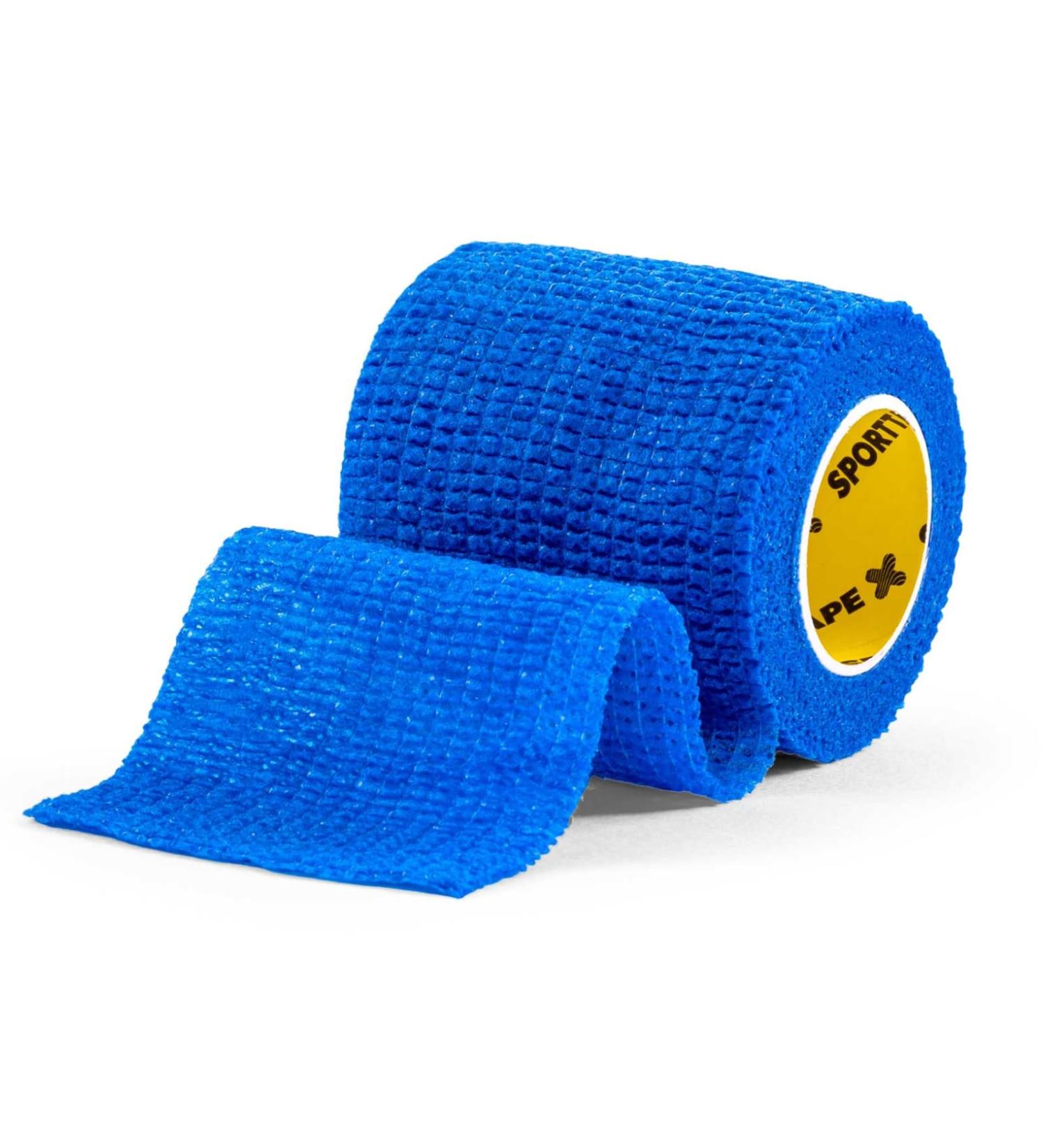 24 Rolls SPORTTAPE Self-Adhesive Football Sock Tape | 5cm x 4.5m - Blue | Cohesive Bandage Sock Wrap Shin Pad Tape | Goalkeeper Wrist Tape & Football Ankle Tape | Pet & Vet Wrap for Dogs Horses Blue 5x450 cm (Pack of 24) - Buy Online on GoSupps.com