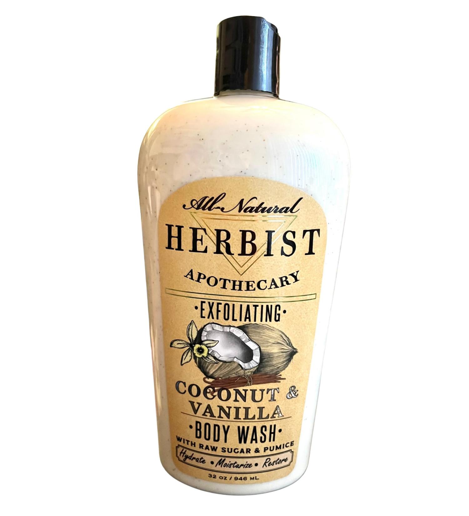 All Natural Apothecary Exfoliating Body Wash (Coconut & Vanilla with Raw sugar & Pumice)