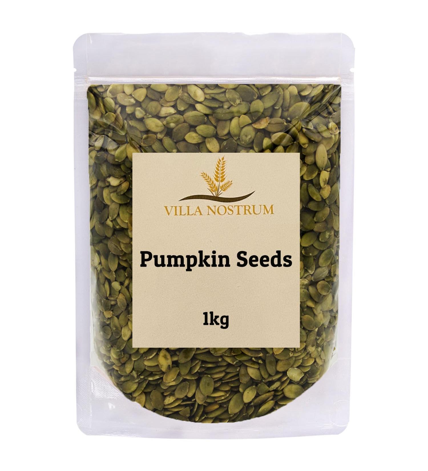 Pumpkin Seeds 1kg by Villa Nostrum - High Fibre A Wholesome Snacking and Culinary Delight Rich in Protein