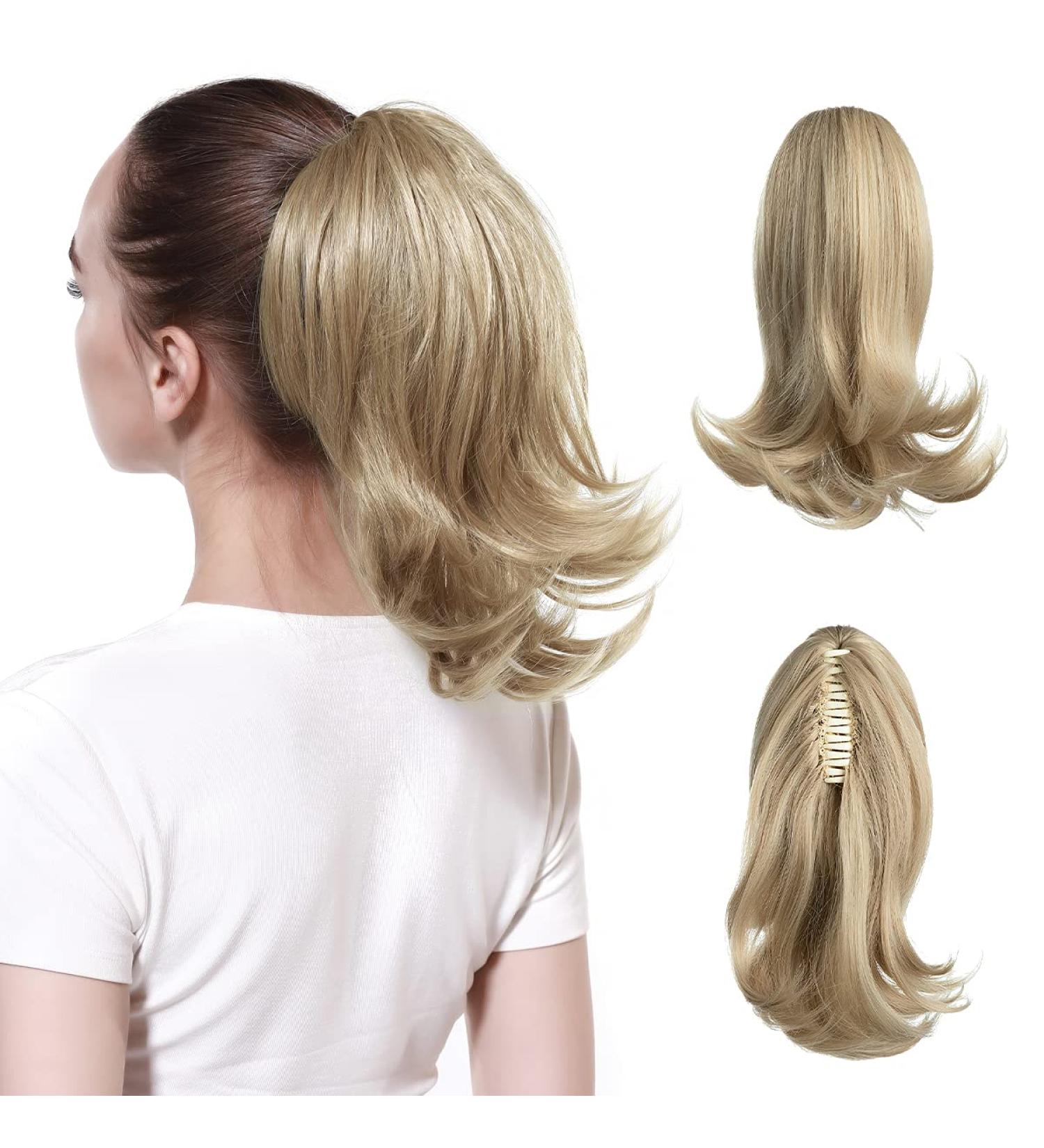 CJL 12 Ash Blonde Curly Clip-In Ponytail Extension - Synthetic Hairpiece for Women - Buy Online on GoSupps.com