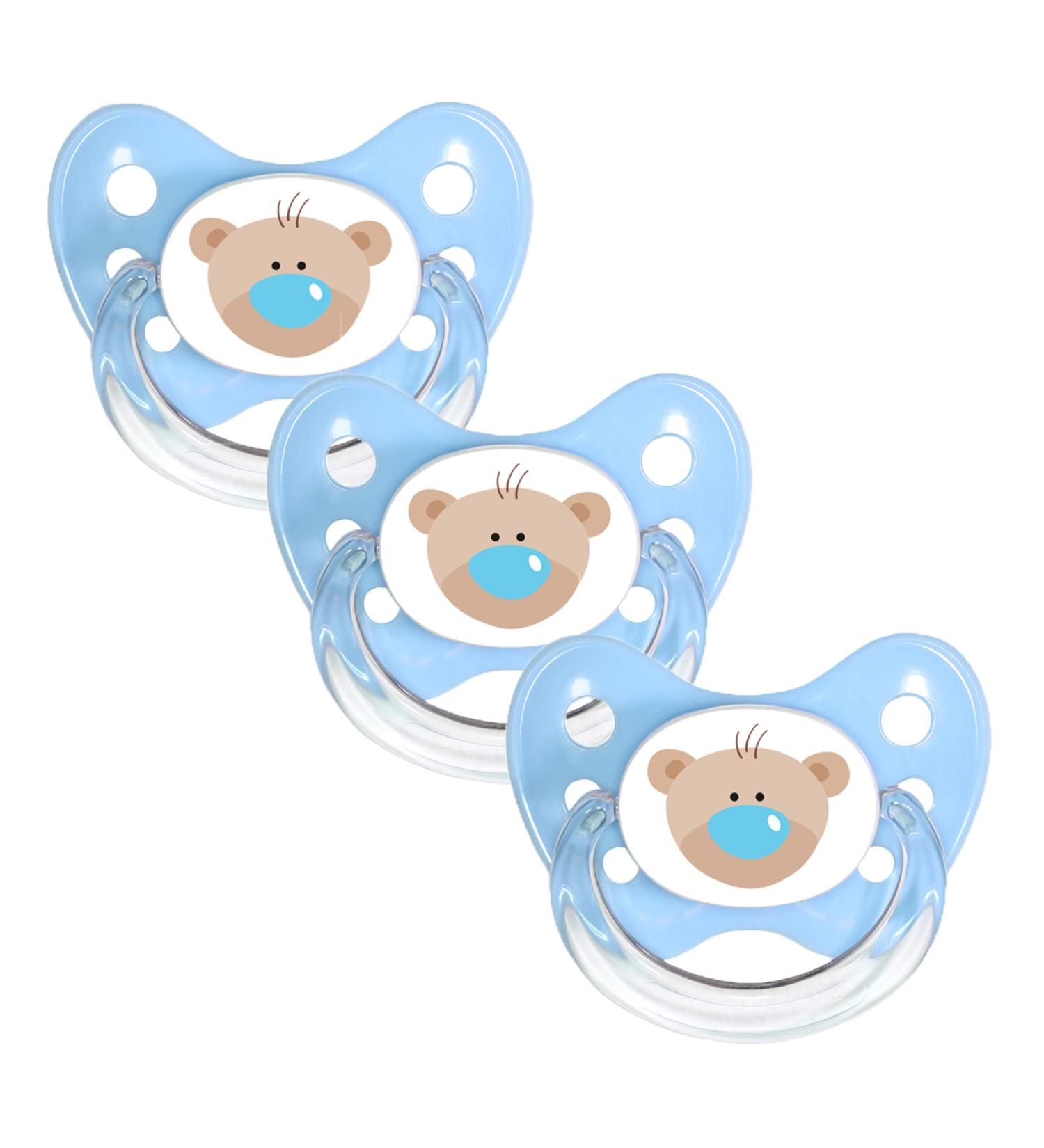 Dentistar Silikon Schnuller 3-Set | Size 2 (6-14 Months) | Tooth & Jaw-Friendly BPA-Free Nipples | Made in Germany | Cute Bear & Blue Design - Buy Online on GoSupps.com