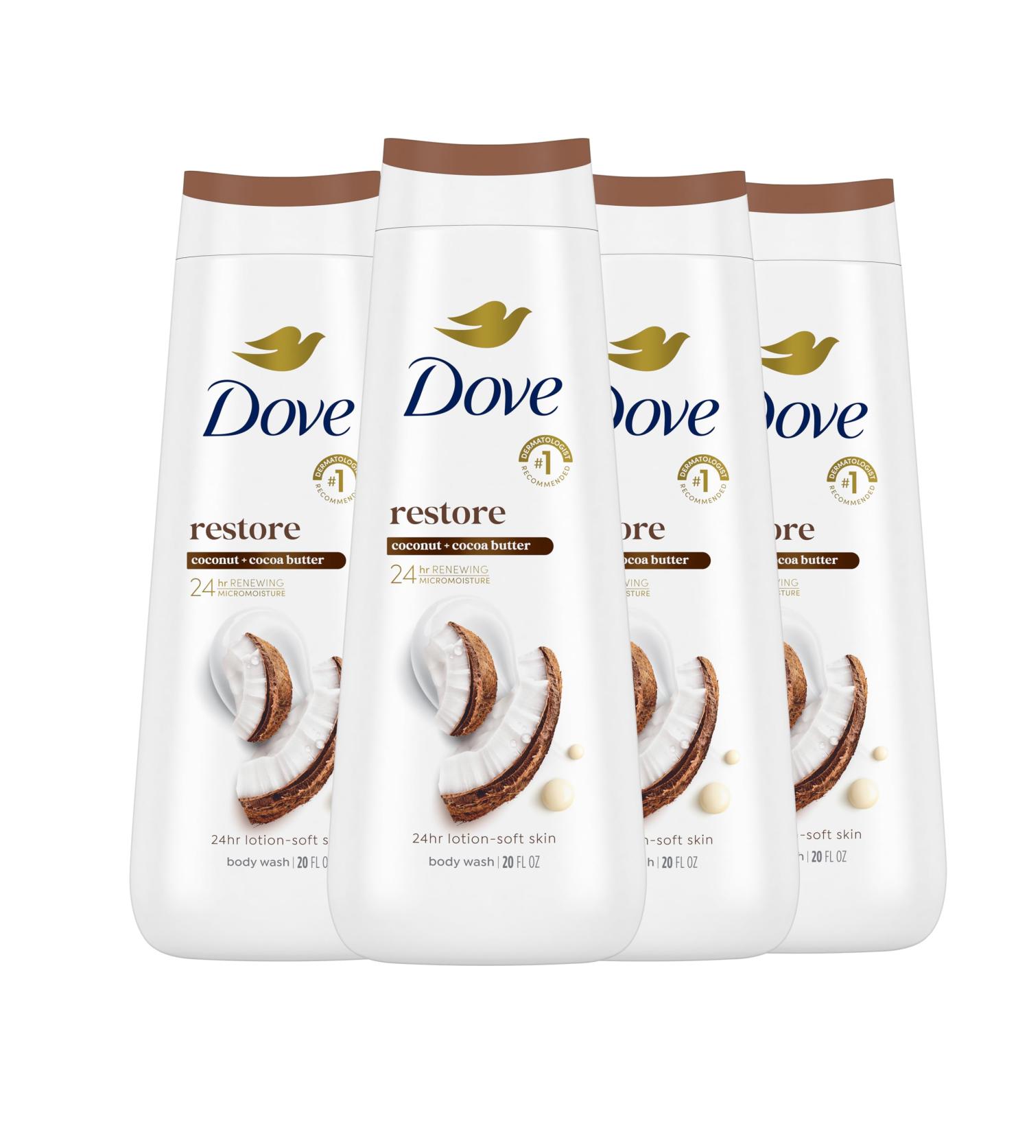 Dove Body Wash Restoring Coconut & Cocoa Butter 4 Count - Buy Online on GoSupps.com