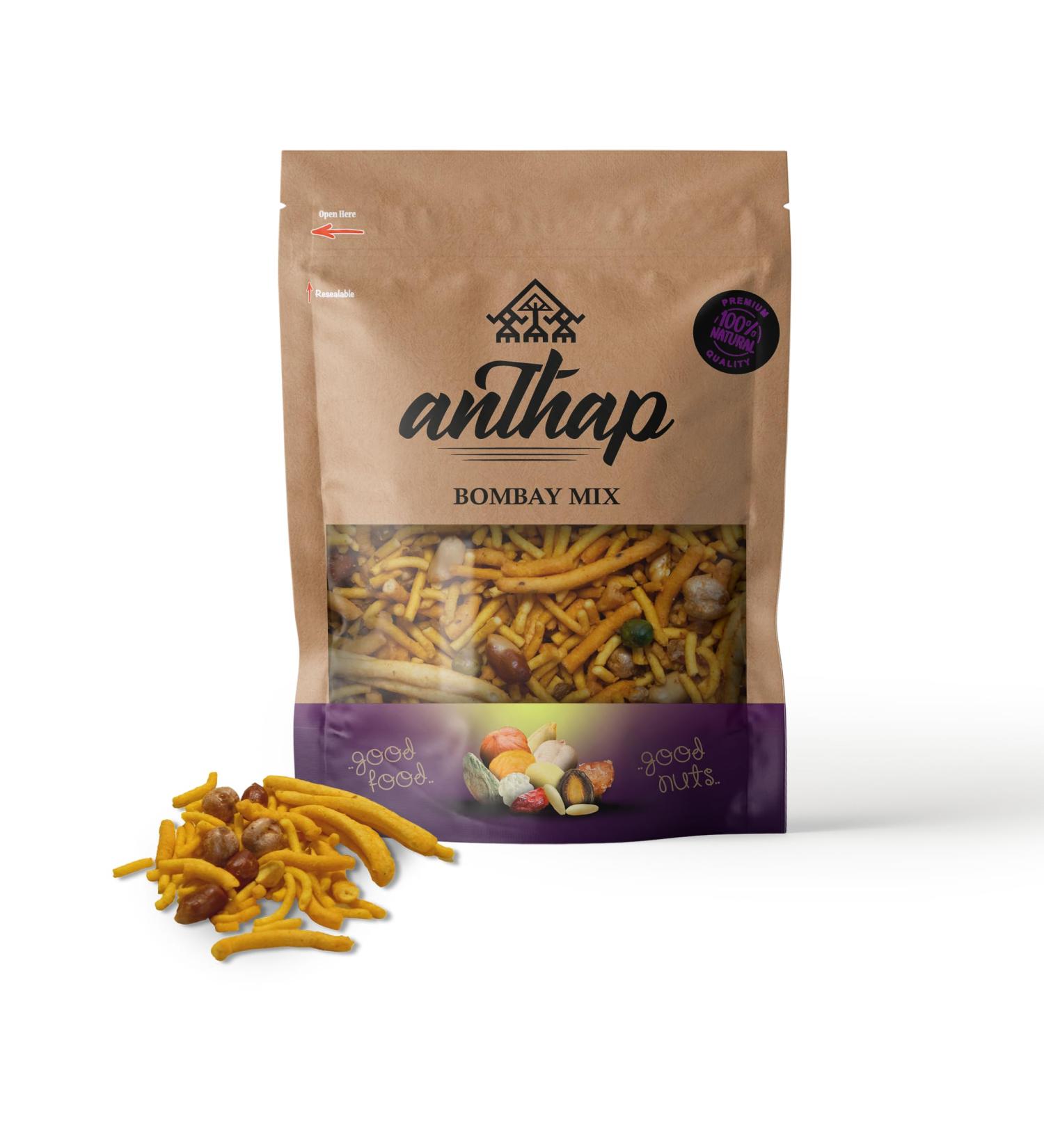 Anthap Bombay Mix 500g - Tasty Snack Crisps Salty and Spicy Crunchy Spicy Snack Perfect for Movie Night