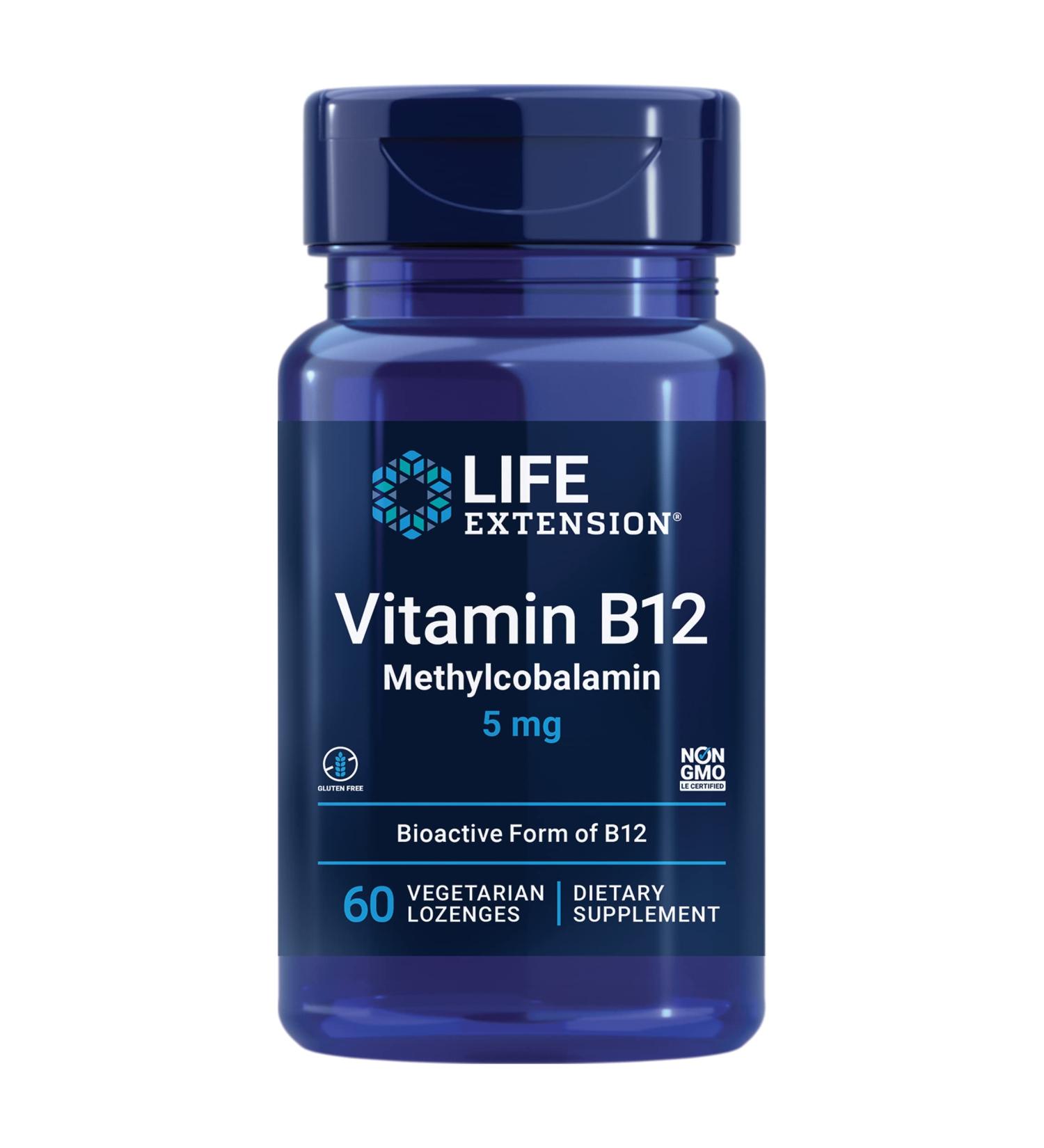 Life Extension Methylcobalamin 5 mg - 60 Vegetarian Lozenges for Energy & Nerve Health - Buy Online on GoSupps.com