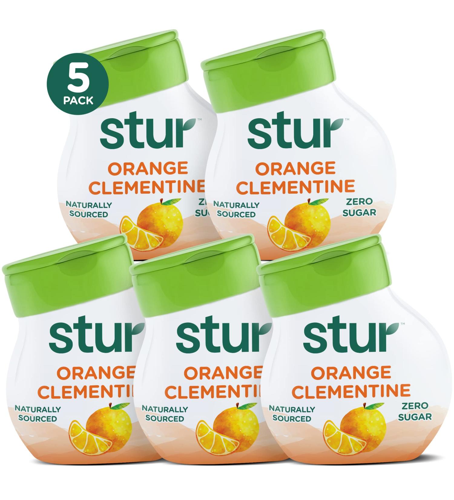 Stur Liquid Water Enhancer - Orange Clementine Flavor, Stevia Sweetened, High in Vitamin C & Antioxidants - Sugar Free, Zero Calories, Keto & Vegan - 5 Bottles (Makes 120 Drinks) - Buy Online on GoSupps.com