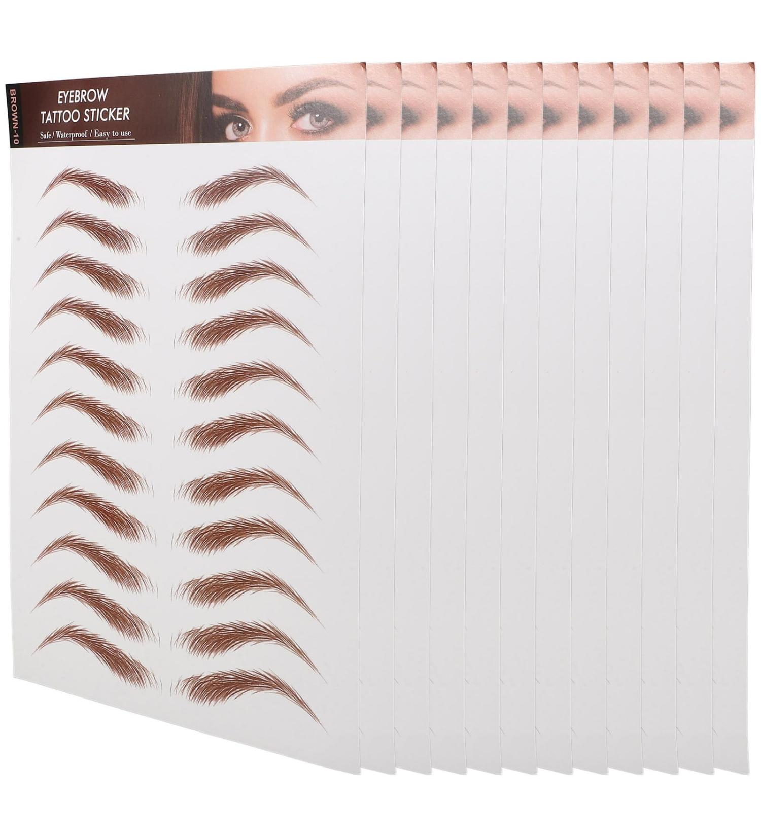 TOPBATHY Autocollants pour Sourcils Waterproof 12 Feuilles Marron Effet 6D Simulation Maquillage Transfert Sourcils R sistants L'Eau pour Entretien et D finition - Buy Online on GoSupps.com