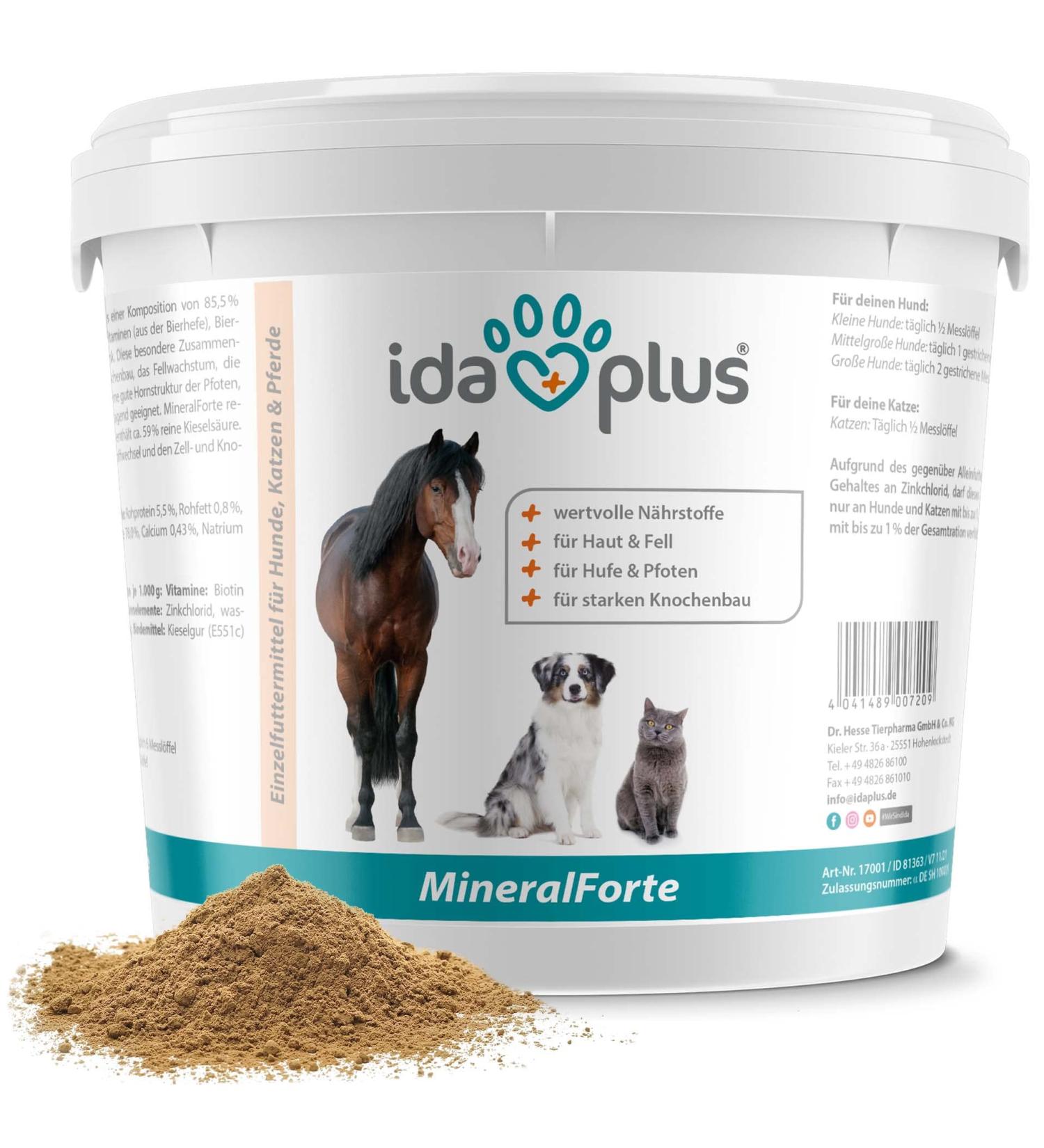Ida Plus Mineral Forte - Essential Minerals & Vitamins for Immune System Skin Fur Bones & Claws for Horses Dogs & Cats - 2kg - International Shipping Available - Buy Online on GoSupps.com